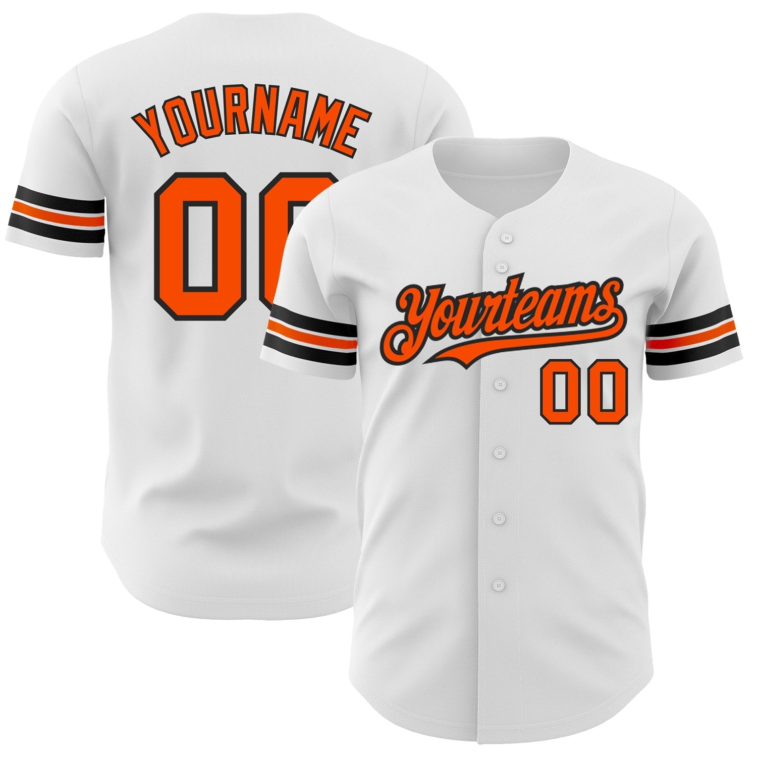 Custom White Orange-Black Authentic Baseball Jersey baseball jersey product view 1