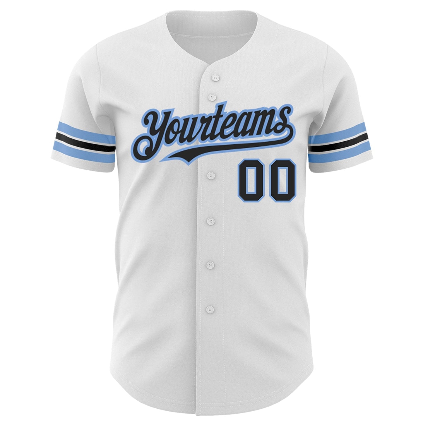 Custom White Black-Powder Blue Authentic Baseball Jersey baseball jersey product view 2
