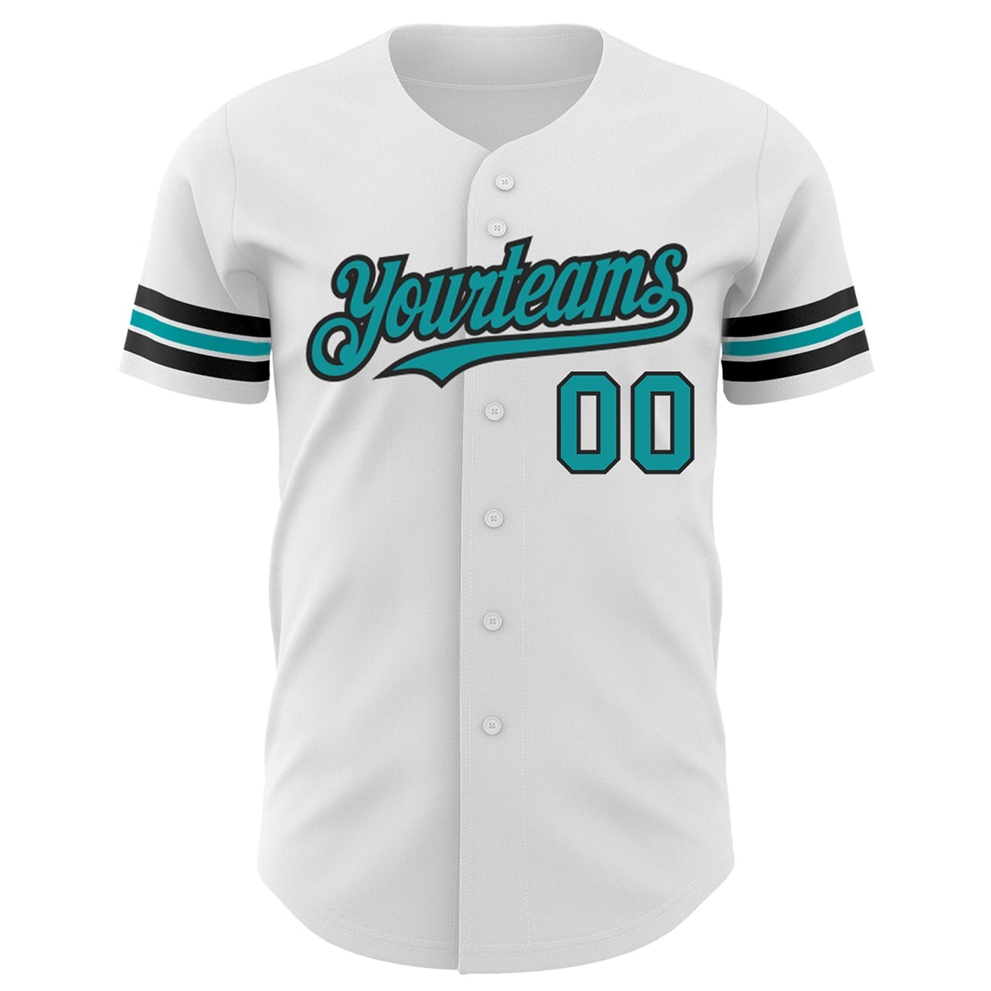 Custom White Teal-Black Authentic Baseball Jersey baseball jersey product view 2