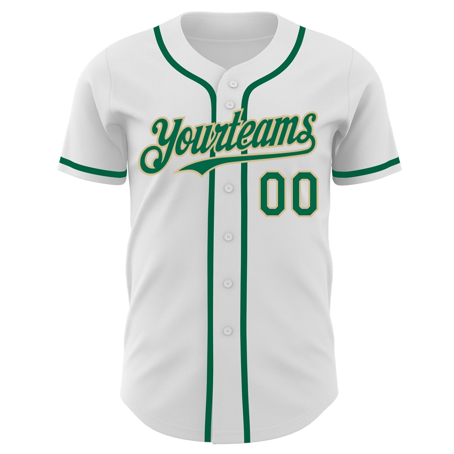 Custom White Kelly Green-Vegas Gold Authentic Baseball Jersey baseball jersey product view 2