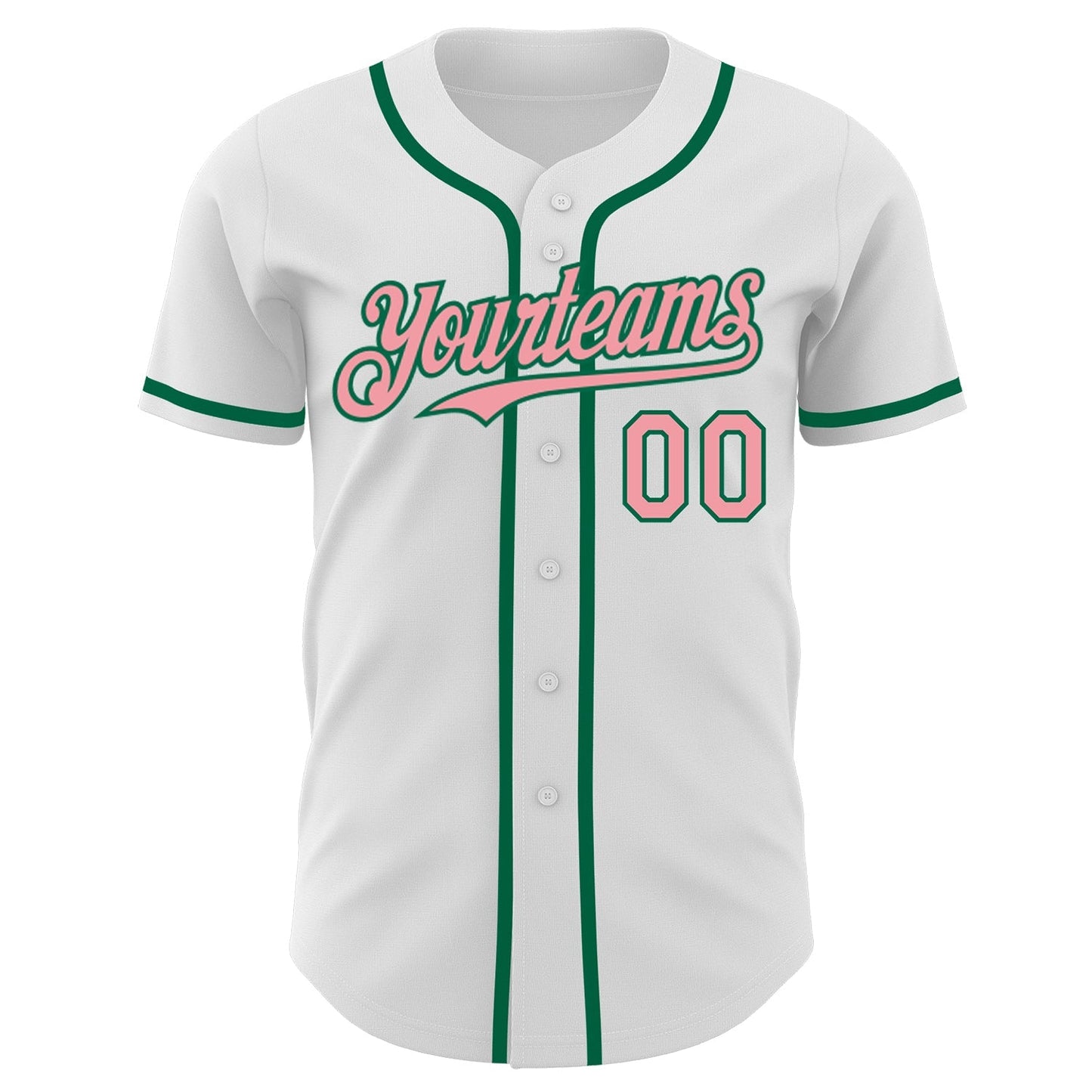Custom White Medium Pink-Kelly Green Authentic Baseball Jersey baseball jersey product view 2