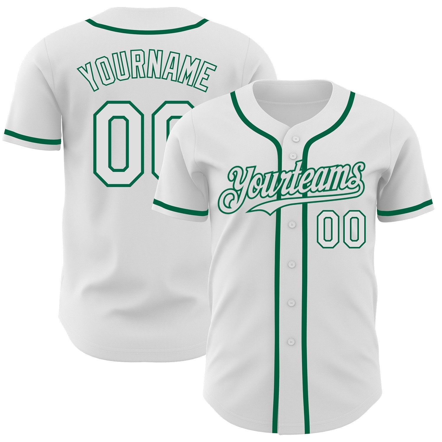 Custom White Kelly Green Authentic Baseball Jersey baseball jersey product view 1
