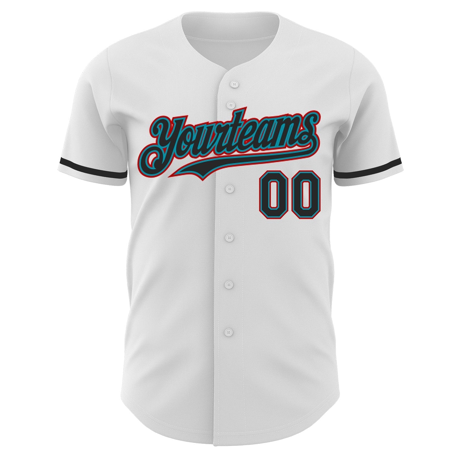 Custom White Black Teal-Red Authentic Baseball Jersey baseball jersey product view 2