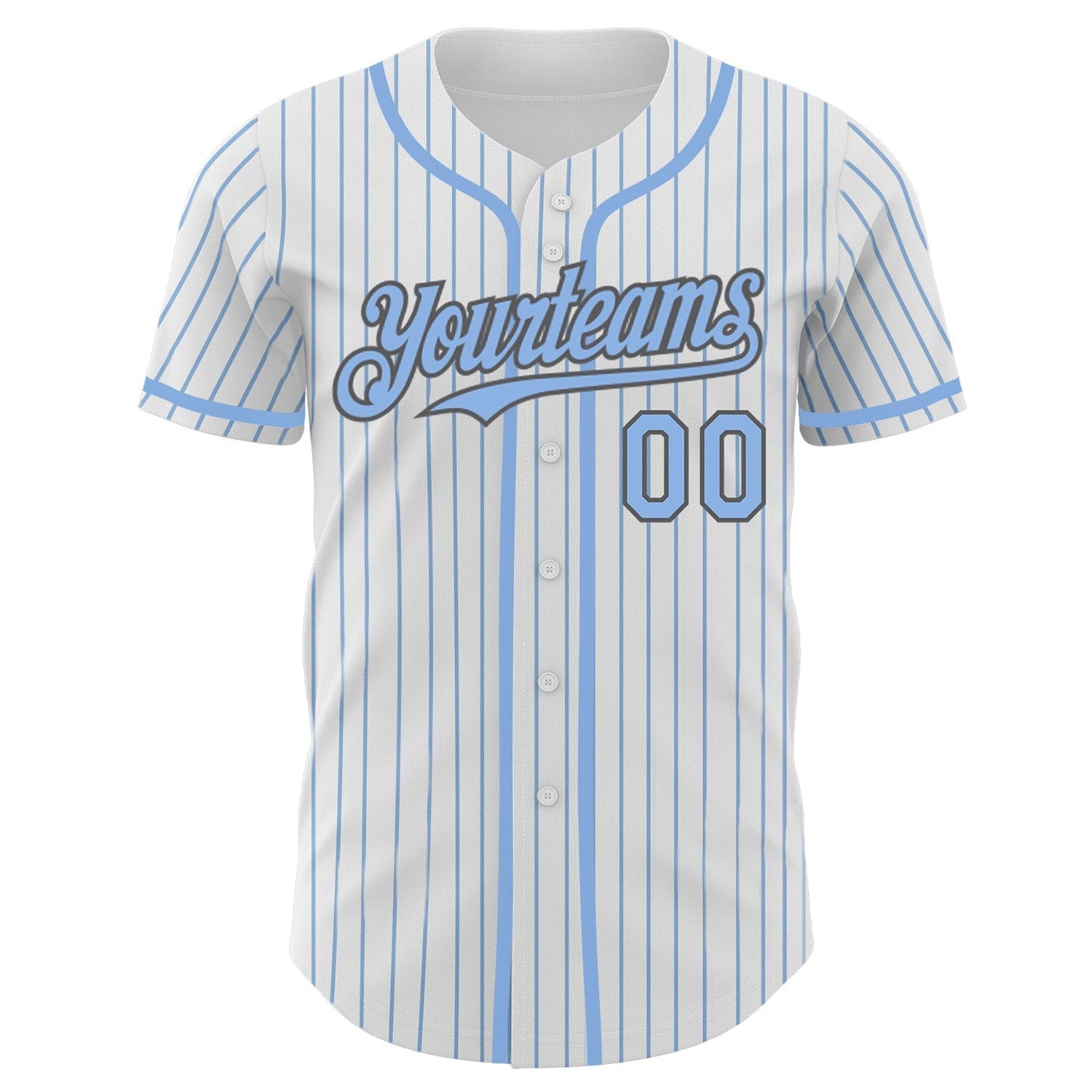 Custom White Light Blue Pinstripe Steel Gray Authentic Baseball Jersey baseball jersey product view 2