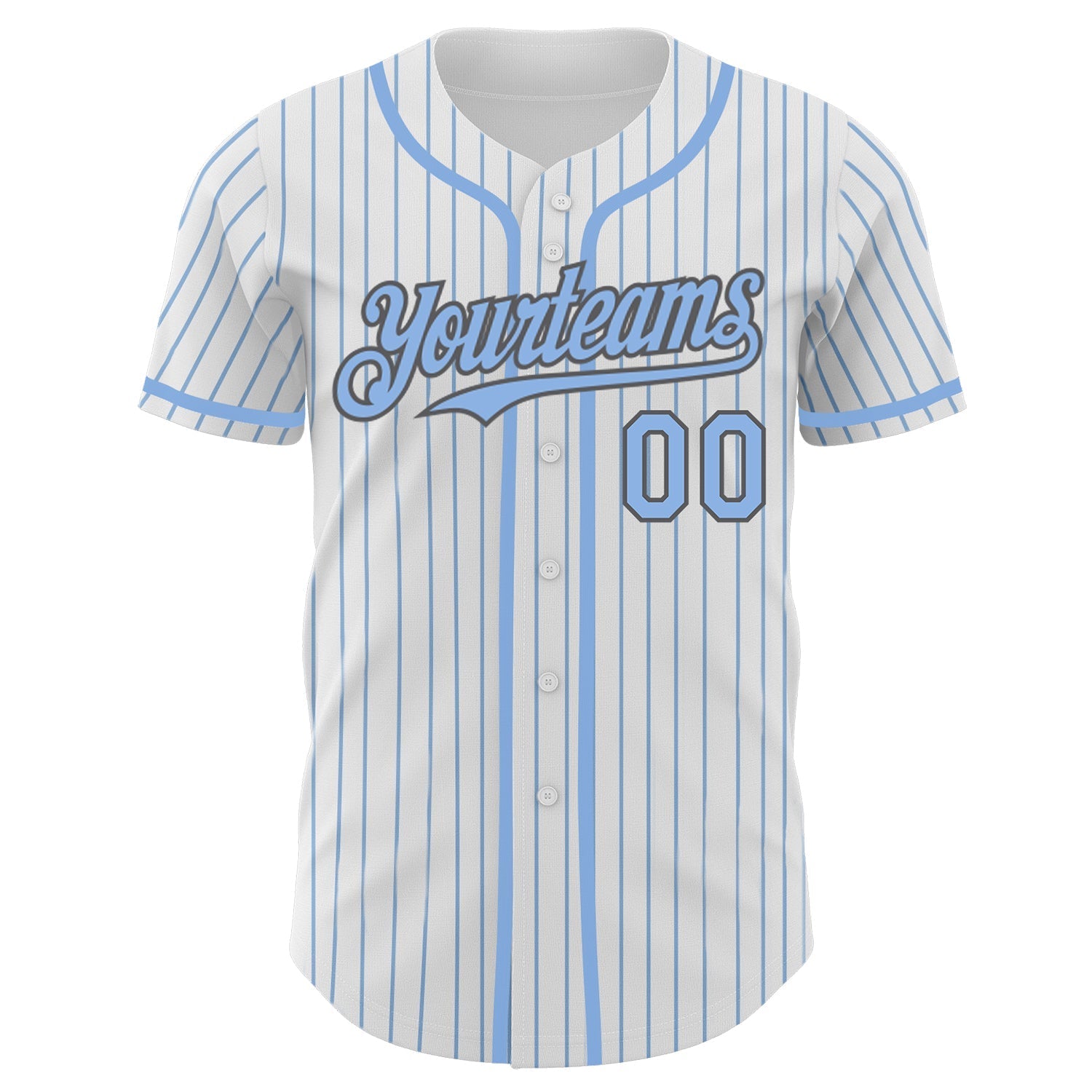 Custom White Light Blue Pinstripe Steel Gray Authentic Baseball Jersey baseball jersey product view 2