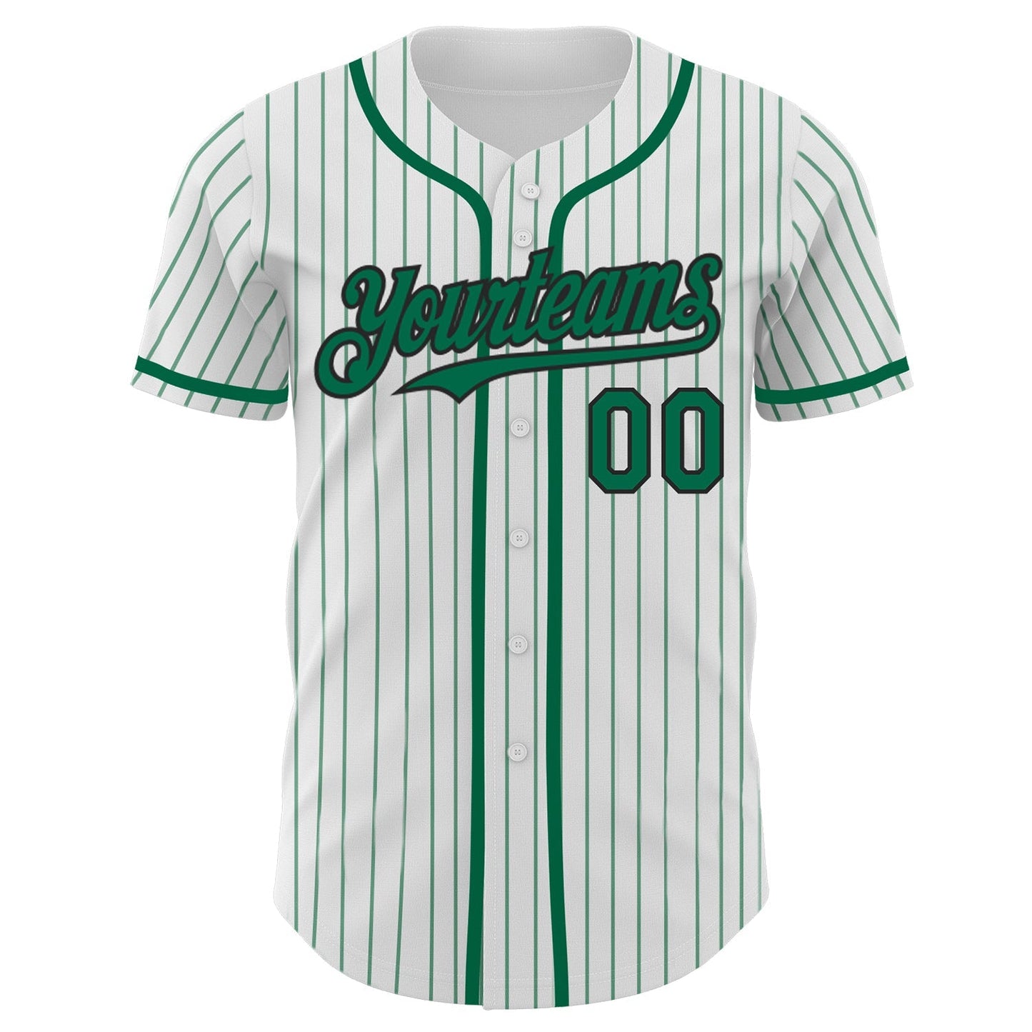 Custom White Kelly Green Pinstripe Black Authentic Baseball Jersey baseball jersey product view 2