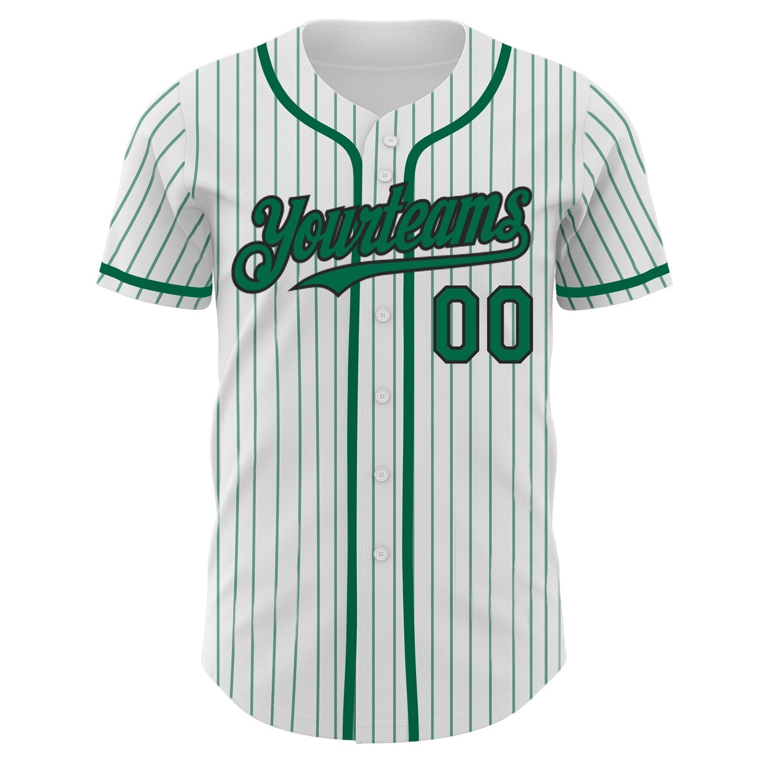 Custom White Kelly Green Pinstripe Black Authentic Baseball Jersey baseball jersey product view 2