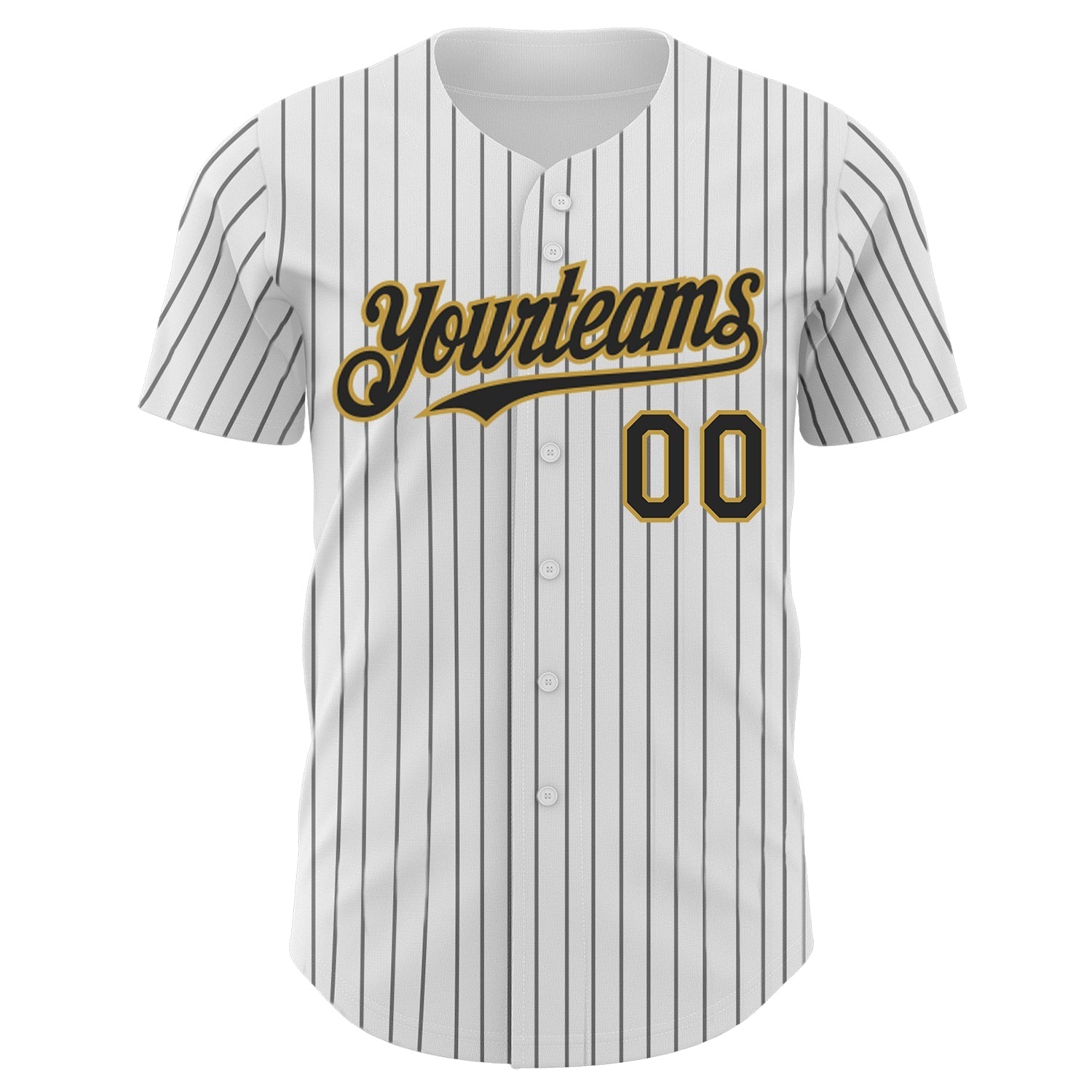Custom White Black Pinstripe Old Gold Authentic Baseball Jersey baseball jersey product view 2