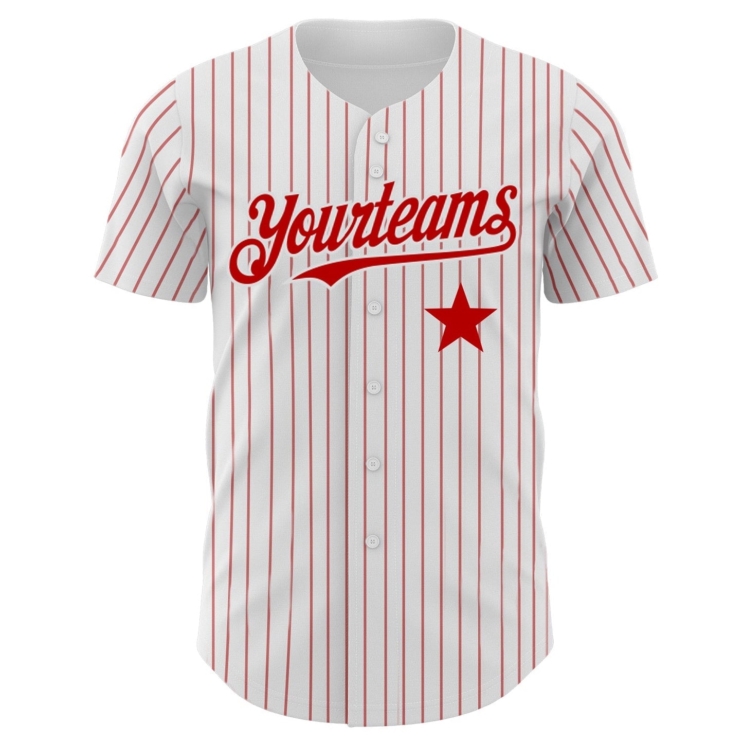 Custom White Red Pinstripe Authentic Red Star Baseball Jersey baseball jersey product view 2