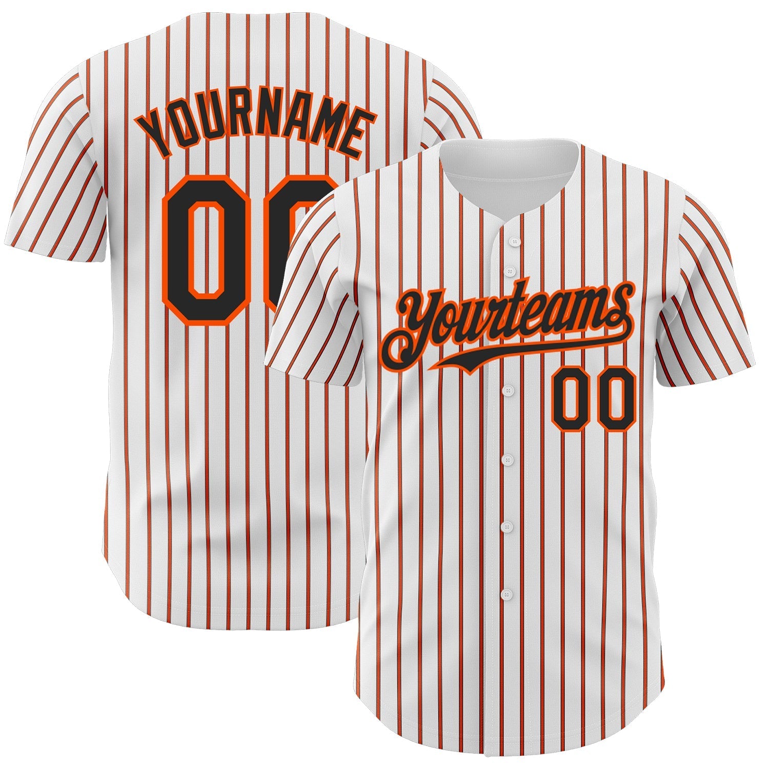 Custom White (Black Orange Pinstripe) Orange-Black Authentic Baseball Jersey baseball jersey product view 1