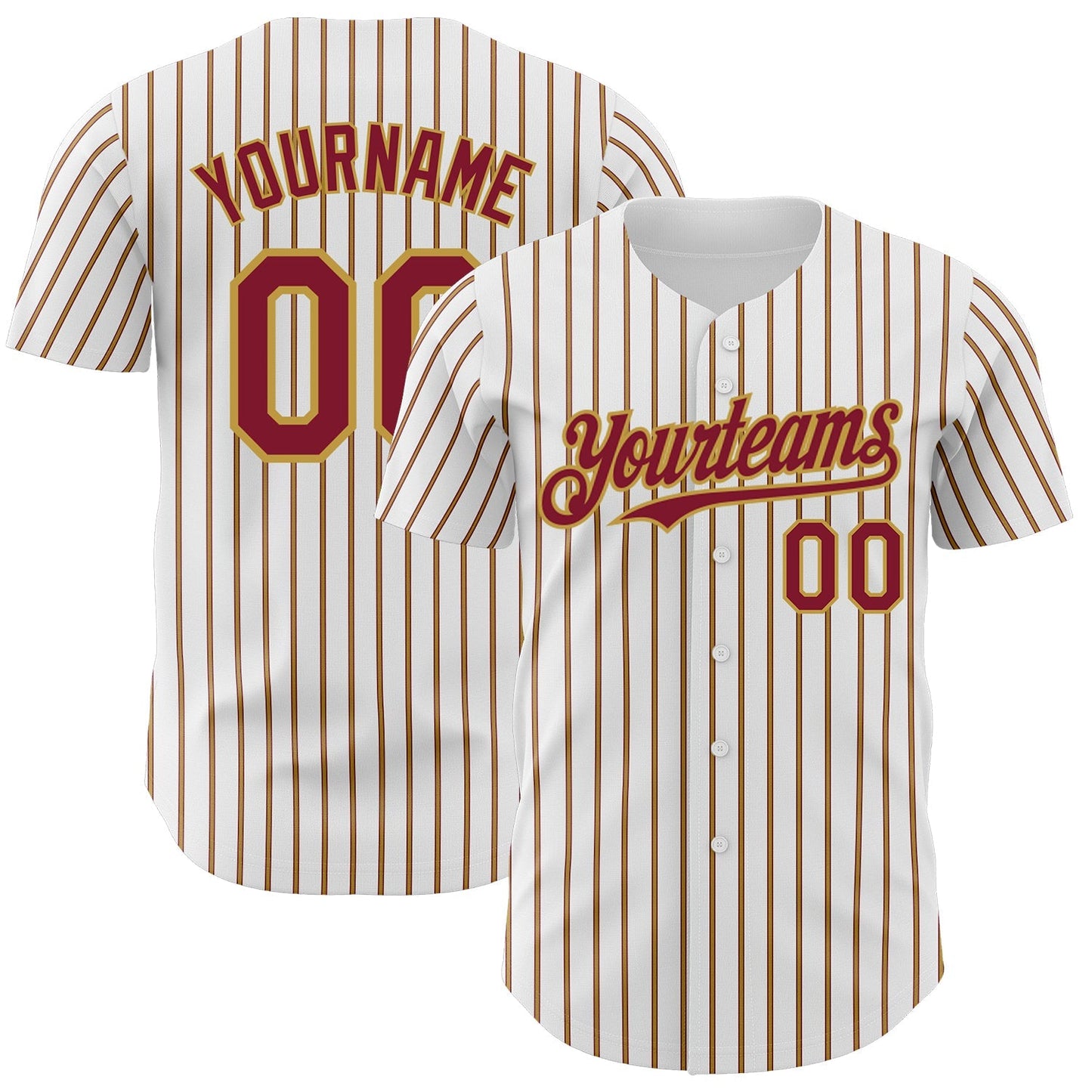 Custom White (Crimson Old Gold Pinstripe) Crimson-Gold Authentic Baseball Jersey baseball jersey product view 1