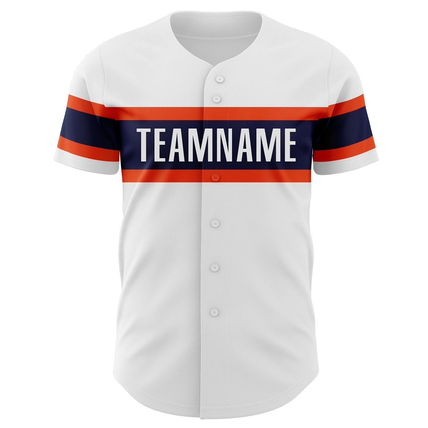 Custom White Navy-Orange Authentic Baseball Jersey baseball jersey product view 2