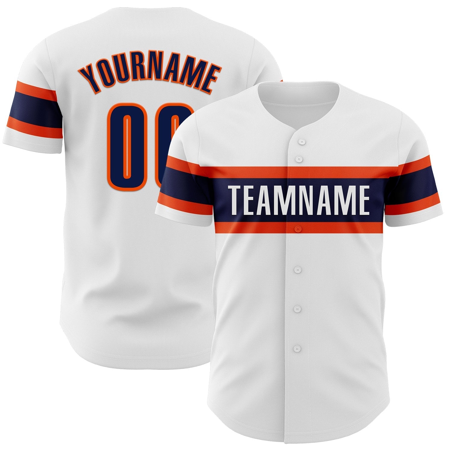 Custom White Navy-Orange Authentic Baseball Jersey baseball jersey product view 1