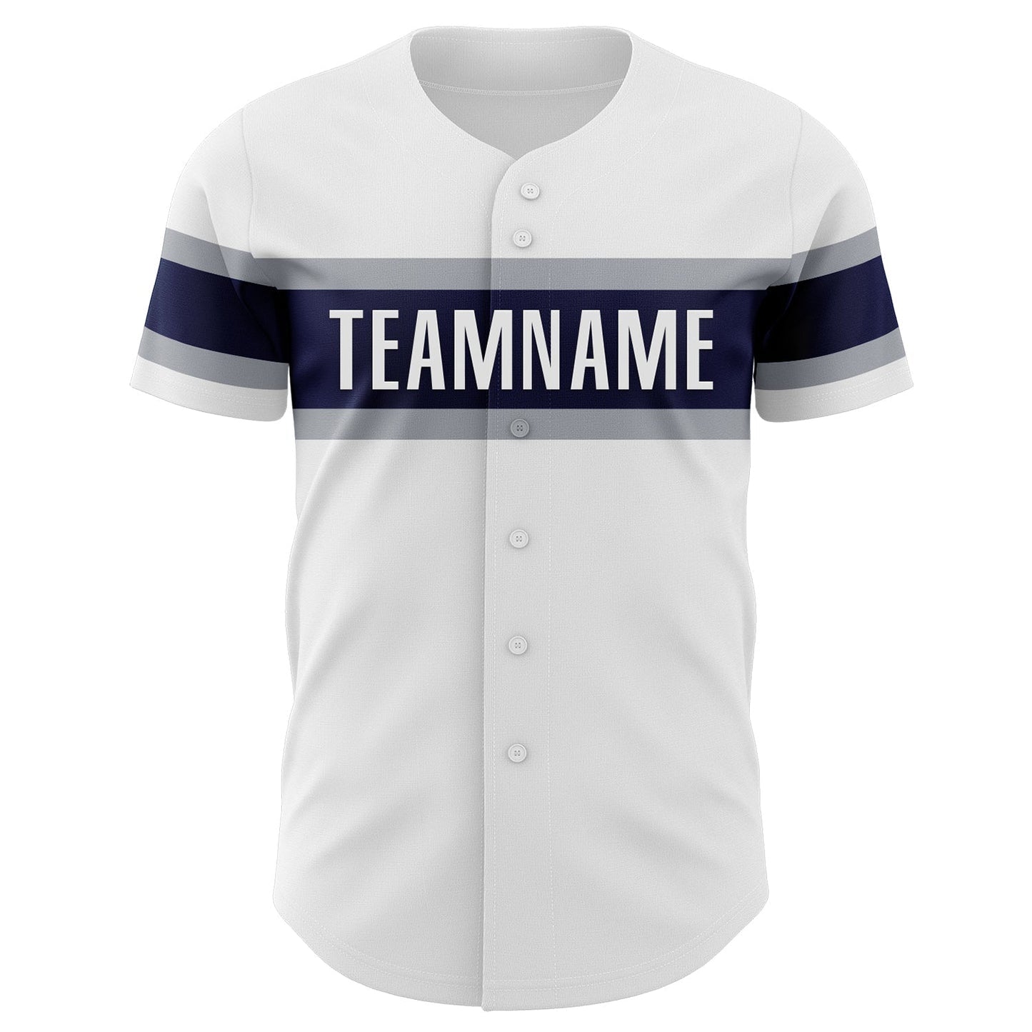 Custom White Navy-Gray Authentic Baseball Jersey baseball jersey product view 2