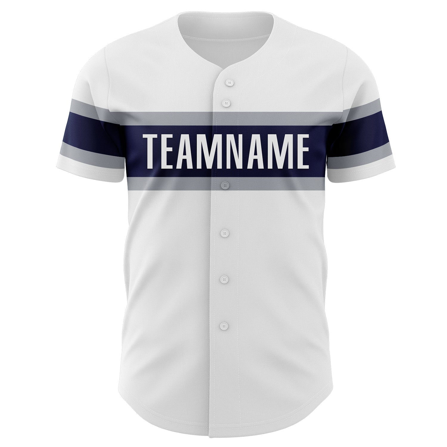 Custom White Navy-Gray Authentic Baseball Jersey baseball jersey product view 2