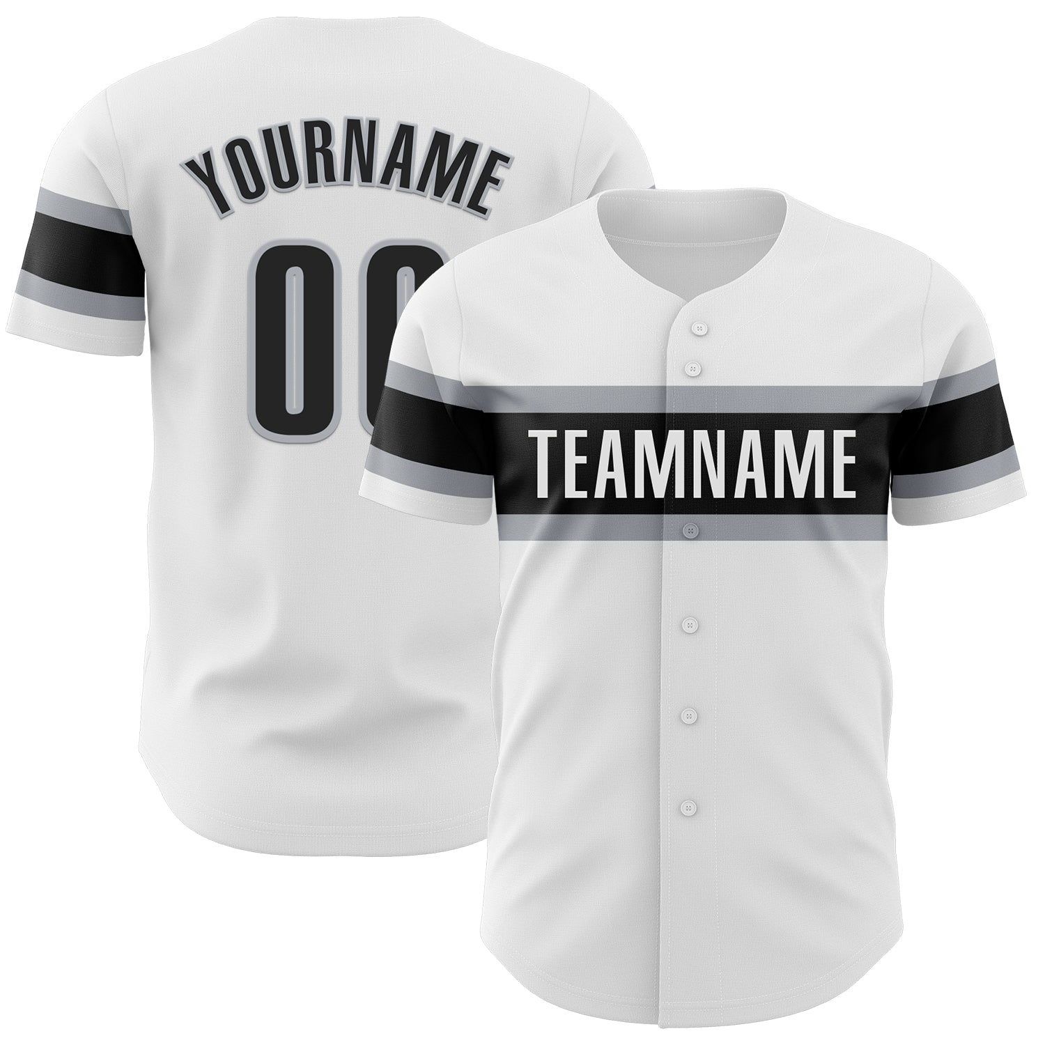 Custom White Black-Gray Authentic Baseball Jersey baseball jersey product view 1