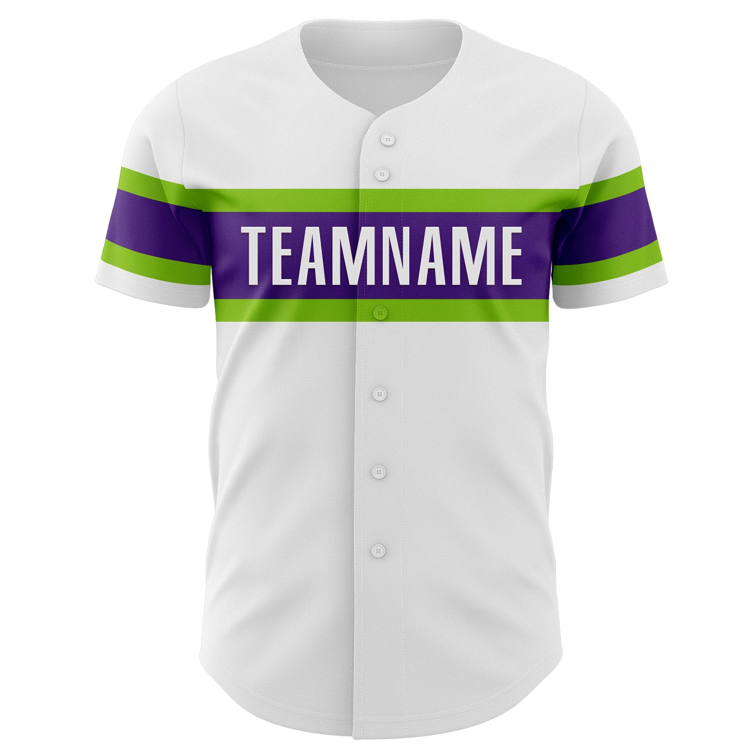 Custom White Purple-Neon Green Authentic Baseball Jersey baseball jersey product view 2