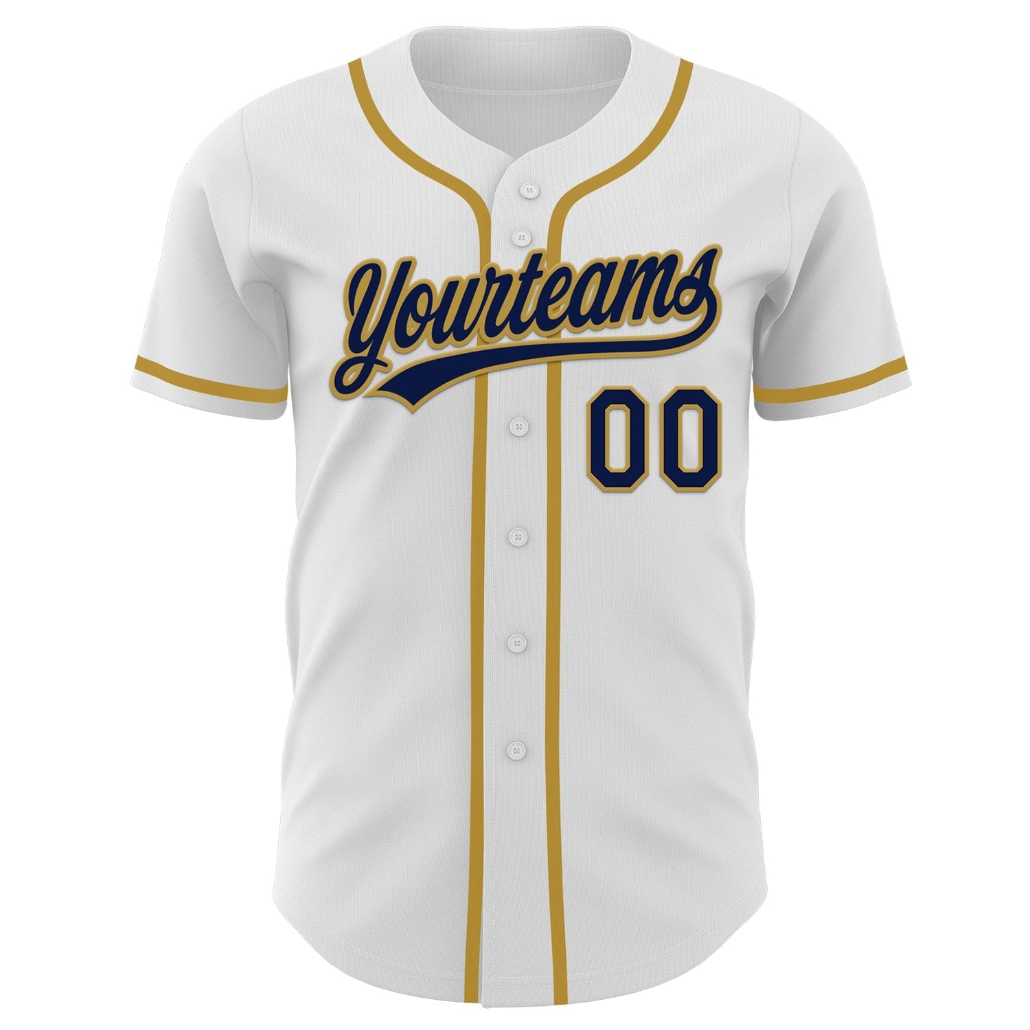 Custom White Navy-Old Gold Authentic Baseball Jersey baseball jersey product view 2