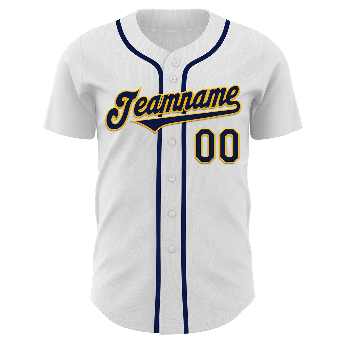 Custom White Navy-Gold Authentic Baseball Jersey baseball jersey product view 2
