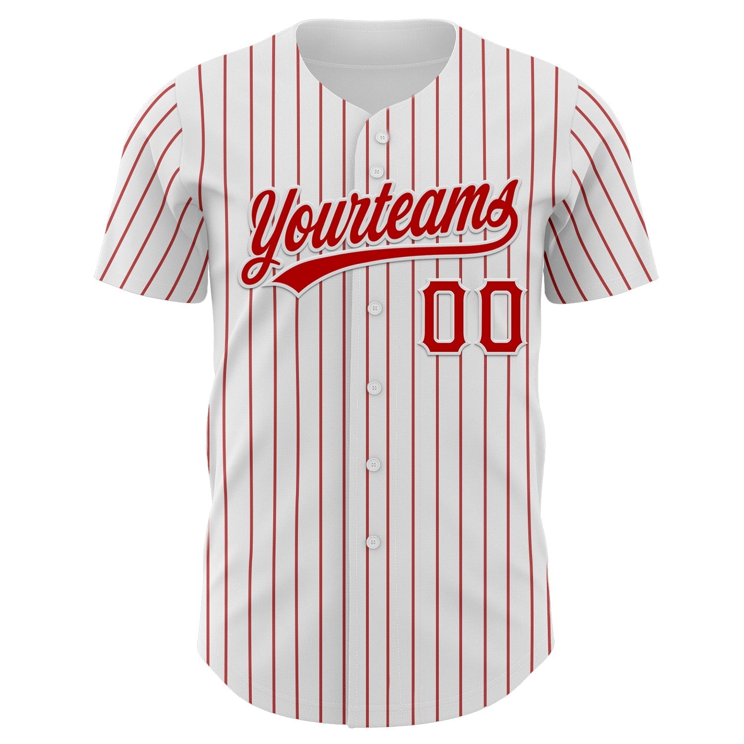 Custom White Red Pinstripe Red Authentic Baseball Jersey baseball jersey product view 2