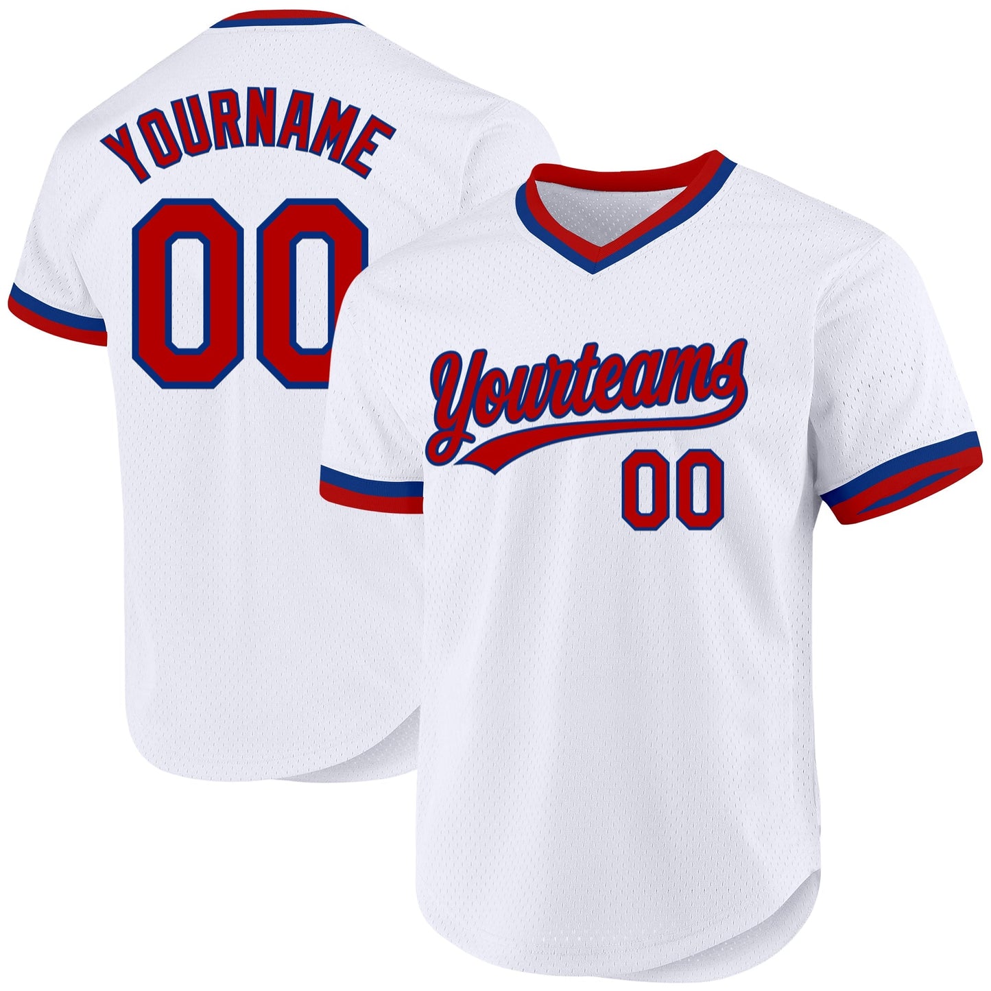 Custom White Red-Royal Authentic Throwback Baseball Jersey baseball jersey product view 1