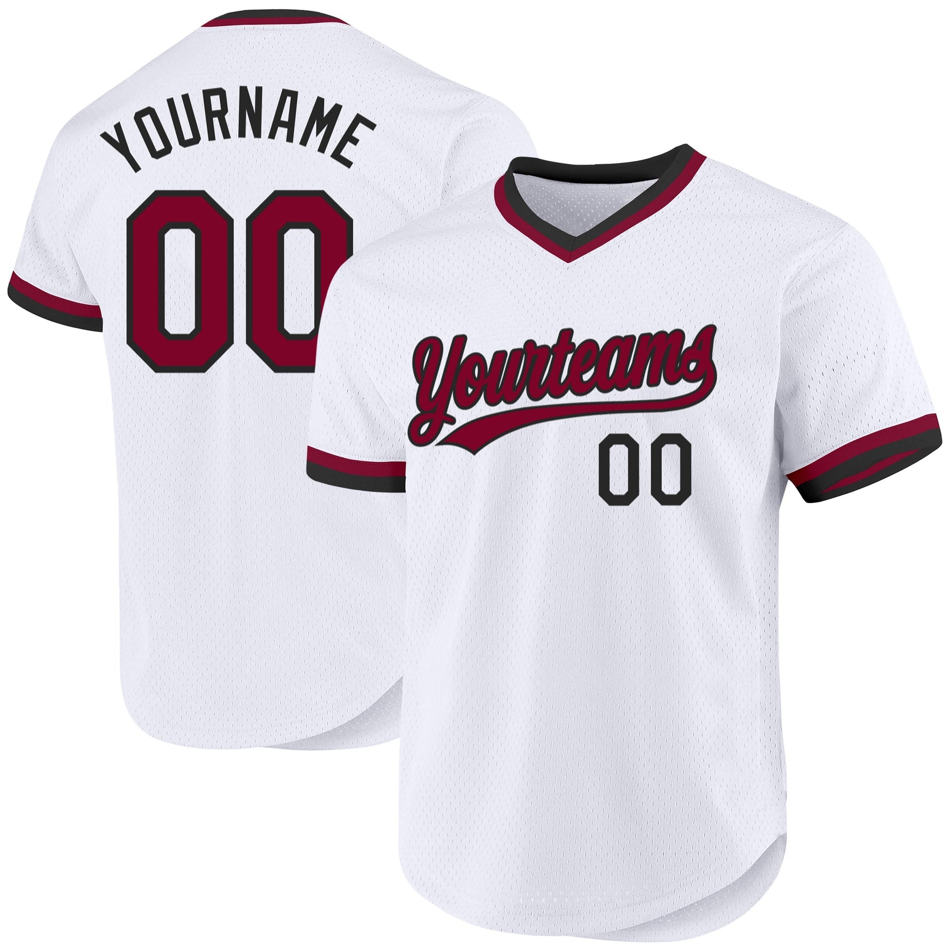 Custom White Maroon-Black Authentic Throwback Baseball Jersey baseball jersey product view 1