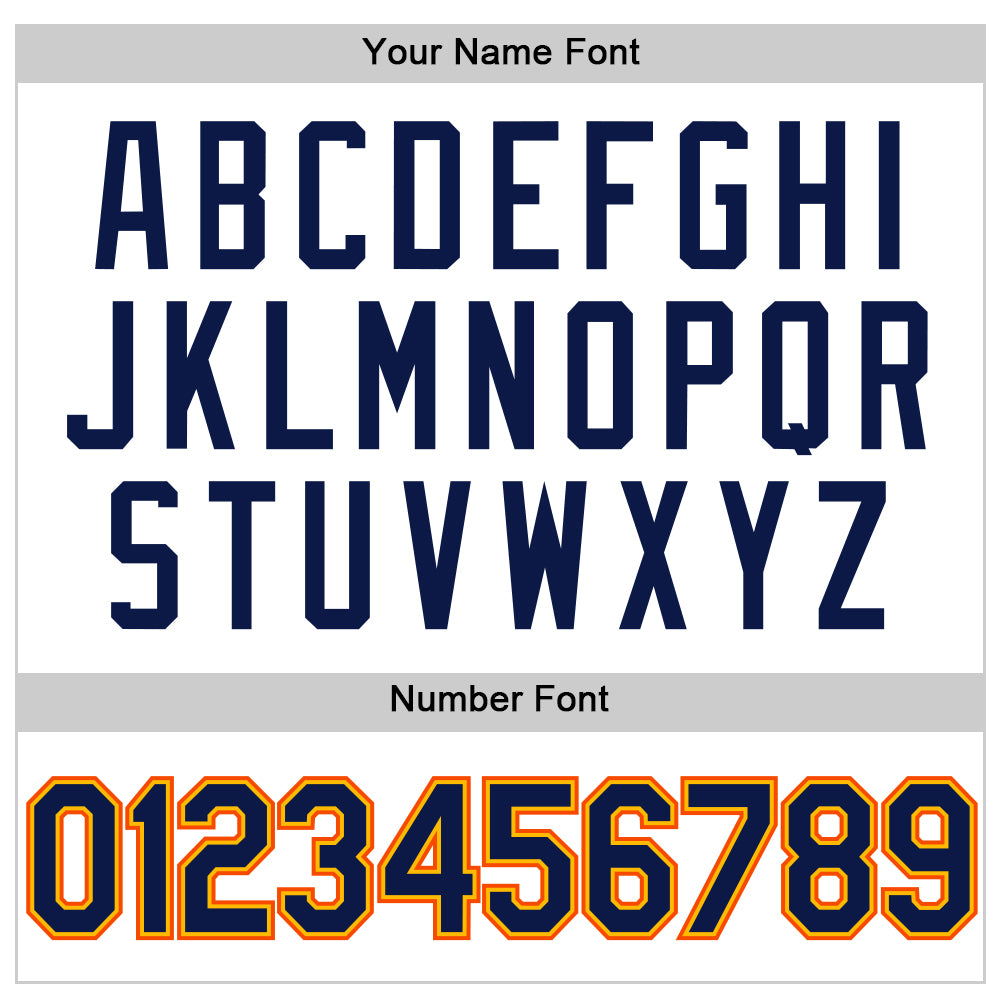 Custom White Navy Gold-Orange Authentic Throwback Baseball Jersey baseball jersey product view 5