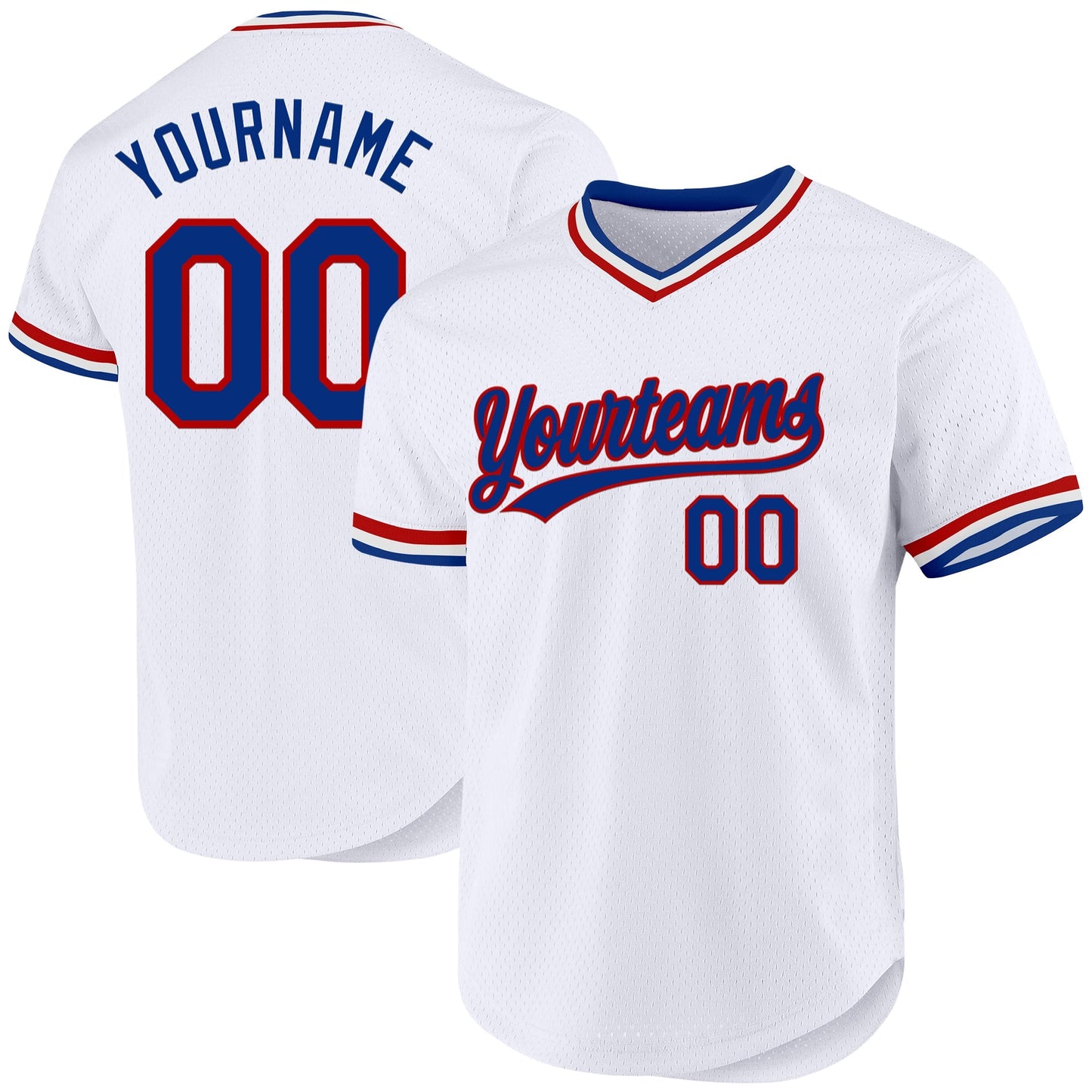 Custom White Royal-Red Authentic Throwback Baseball Jersey baseball jersey product view 1