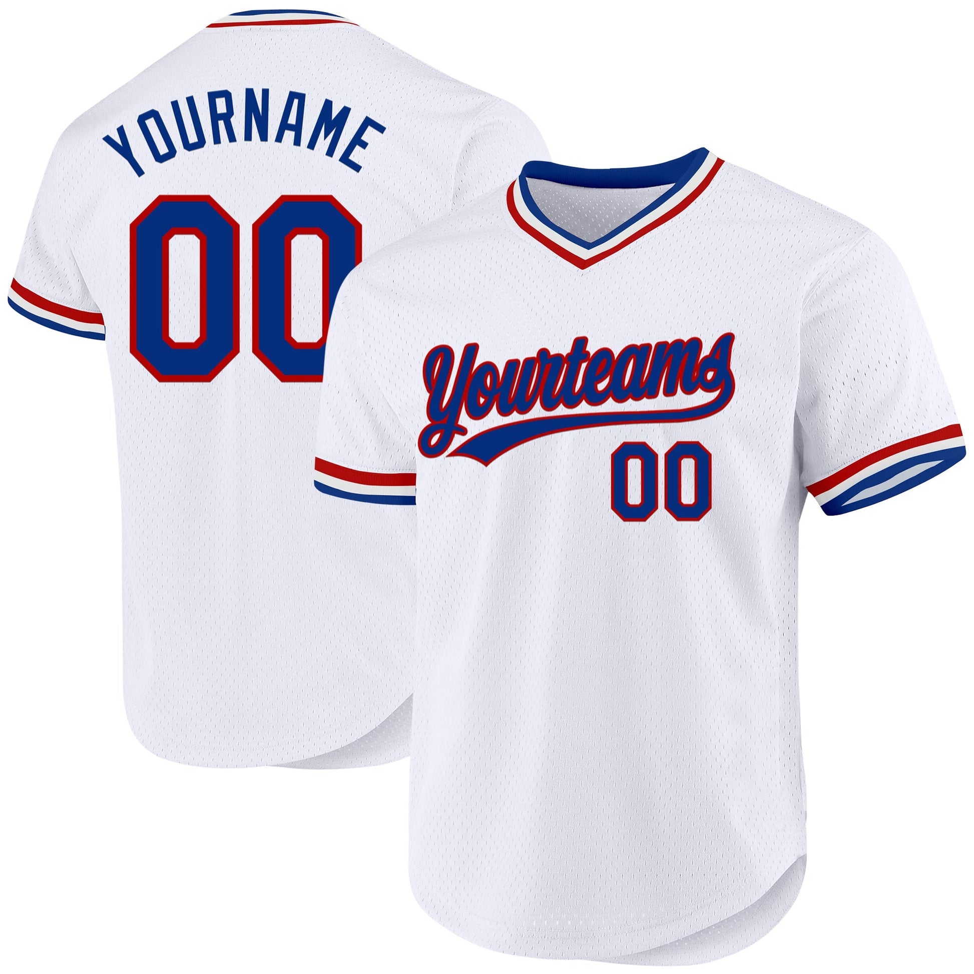 Custom White Royal-Red Authentic Throwback Baseball Jersey baseball jersey product view 1
