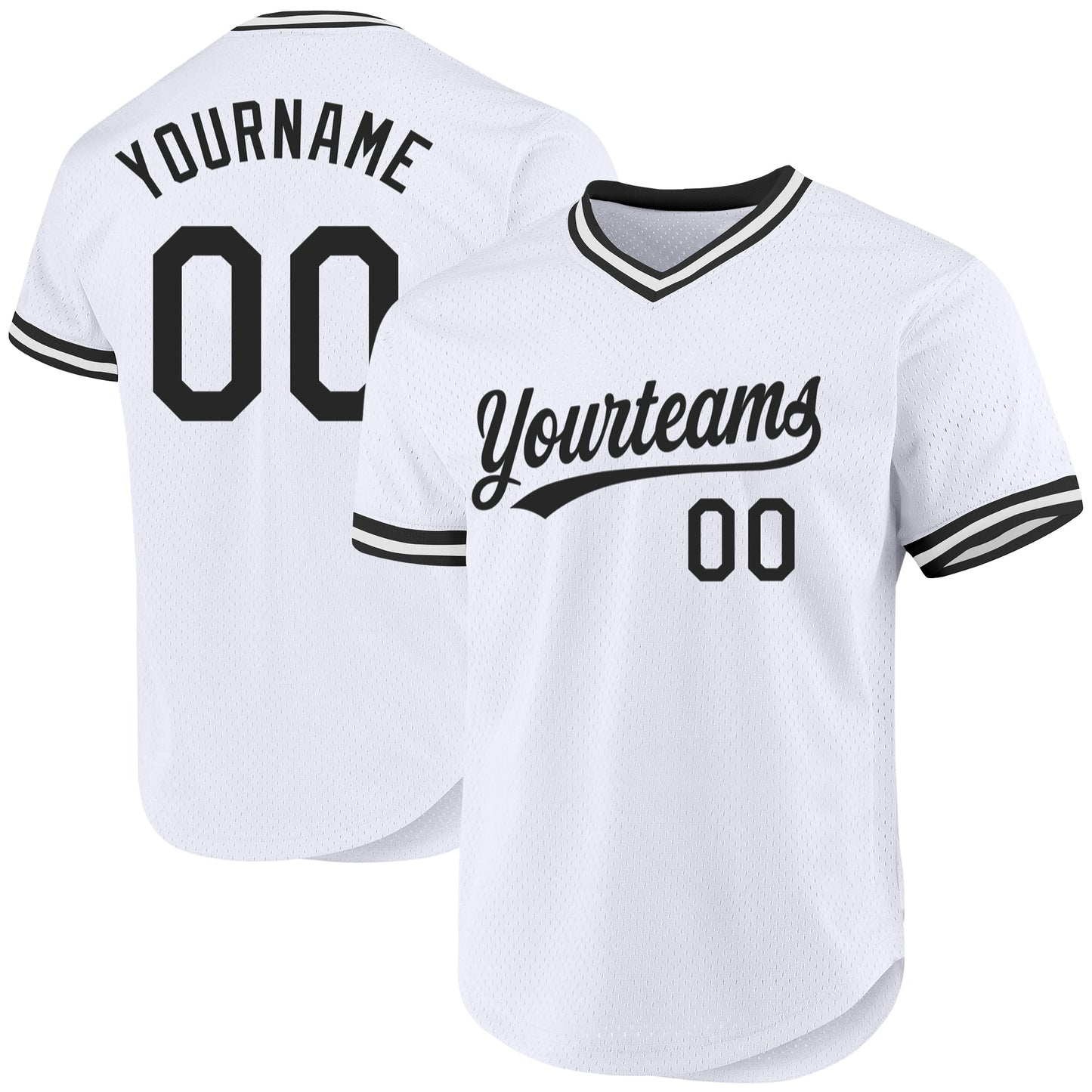 Custom White Black Authentic Throwback Baseball Jersey baseball jersey product view 1