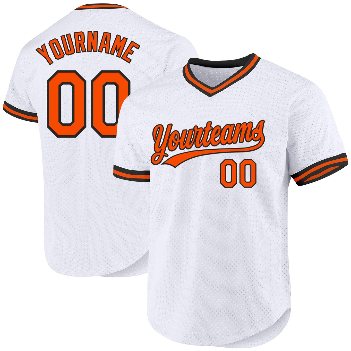 Custom White Orange-Black Authentic Throwback Baseball Jersey baseball jersey product view 1