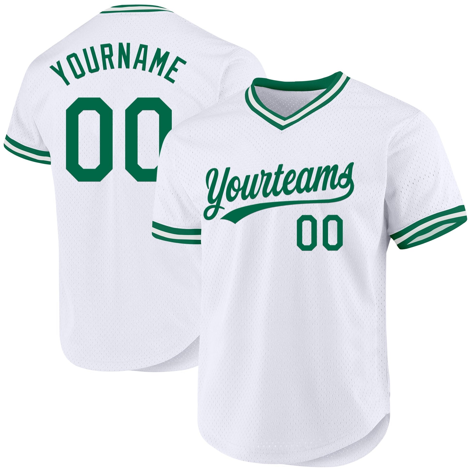 Custom White Kelly Green Authentic Throwback Baseball Jersey baseball jersey product view 1