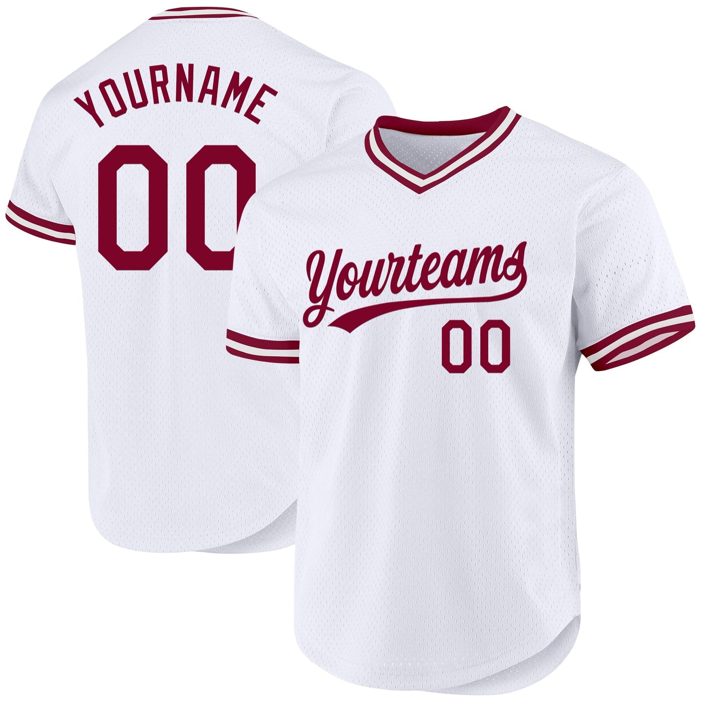 Custom White Maroon Authentic Throwback Baseball Jersey baseball jersey product view 1