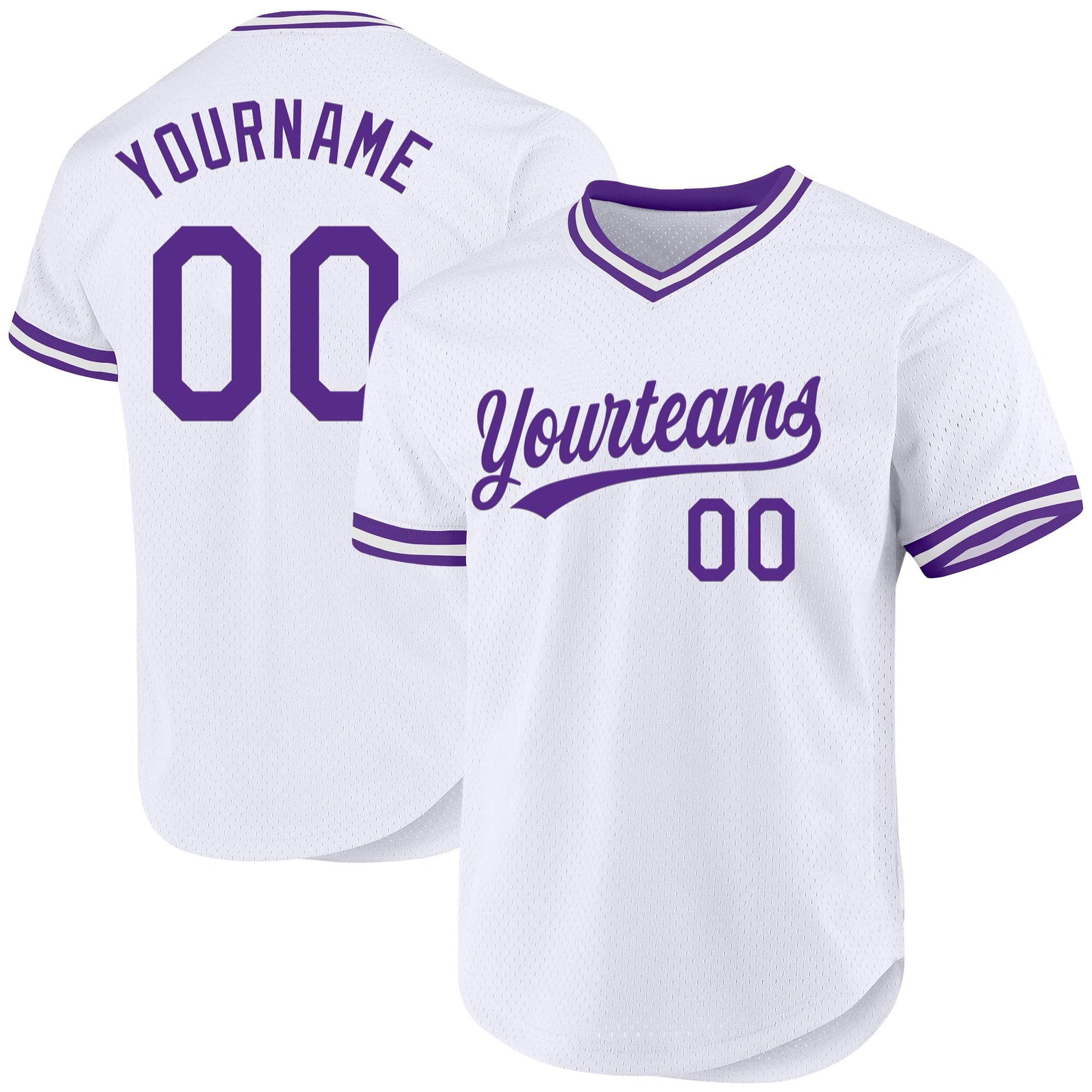 Custom White Purple Authentic Throwback Baseball Jersey baseball jersey product view 1