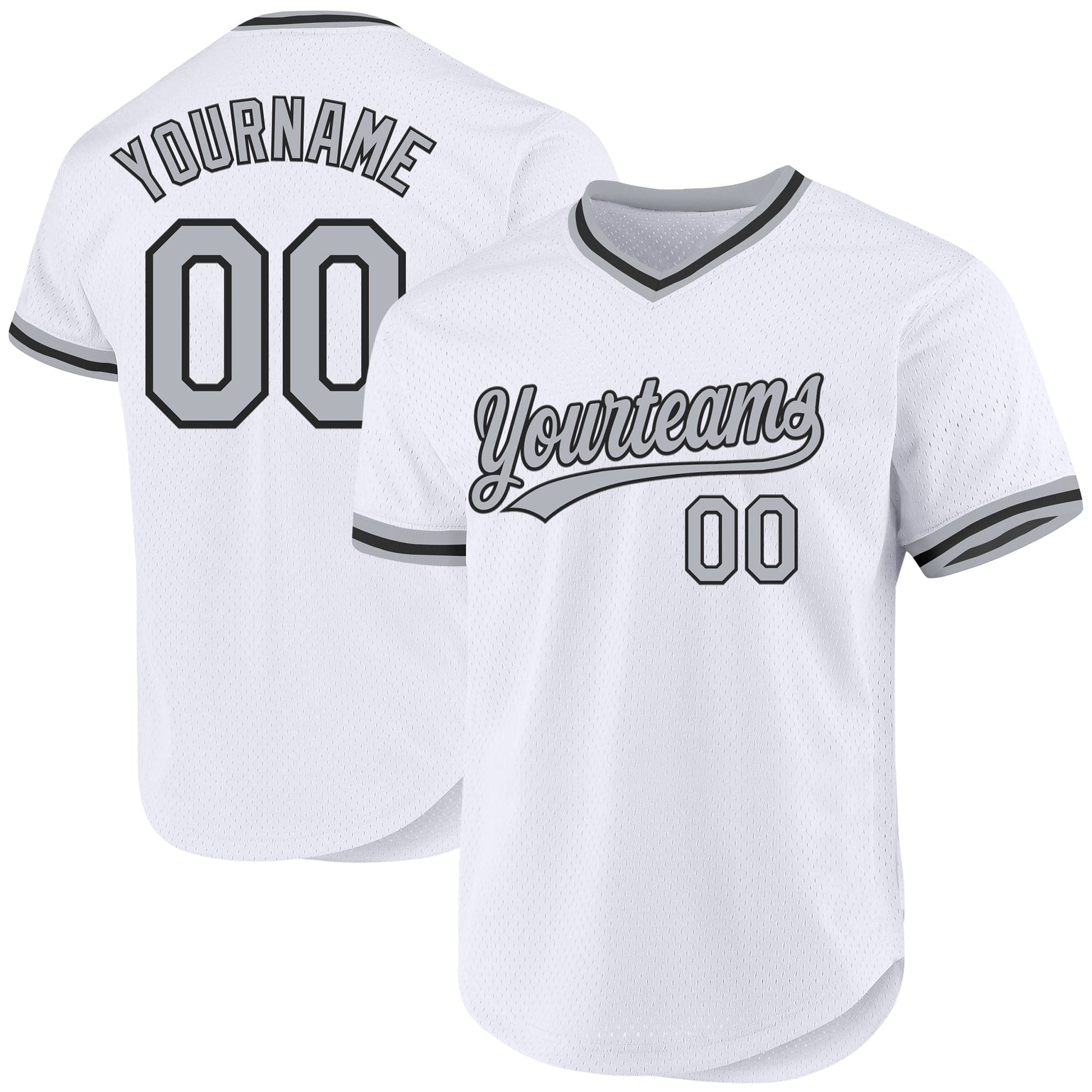 Custom White Gray-Black Authentic Throwback Baseball Jersey baseball jersey product view 1