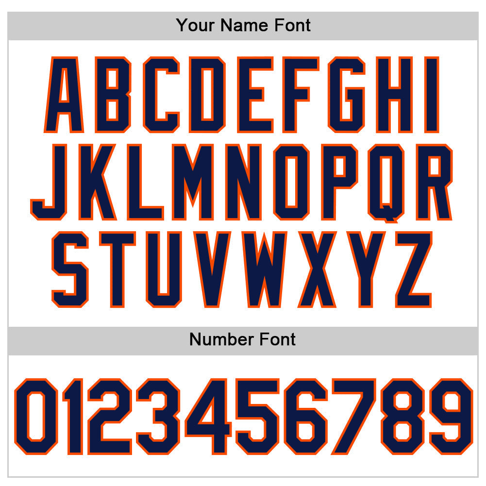Custom White Navy-Orange Authentic Throwback Baseball Jersey baseball jersey product view 5