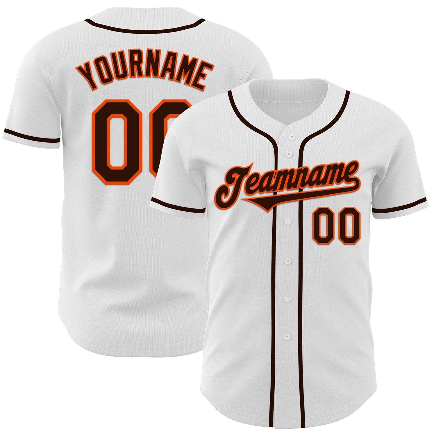Custom White Brown-Orange Authentic Baseball Jersey baseball jersey product view 1