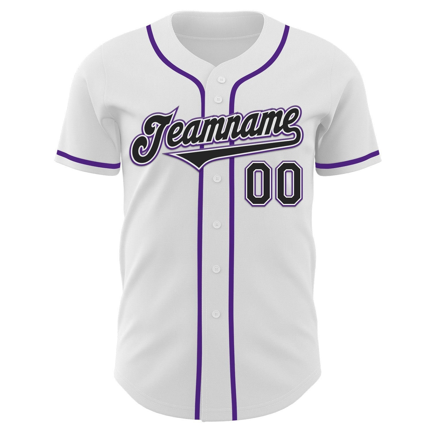 Custom White Black-Purple Authentic Baseball Jersey baseball jersey product view 2