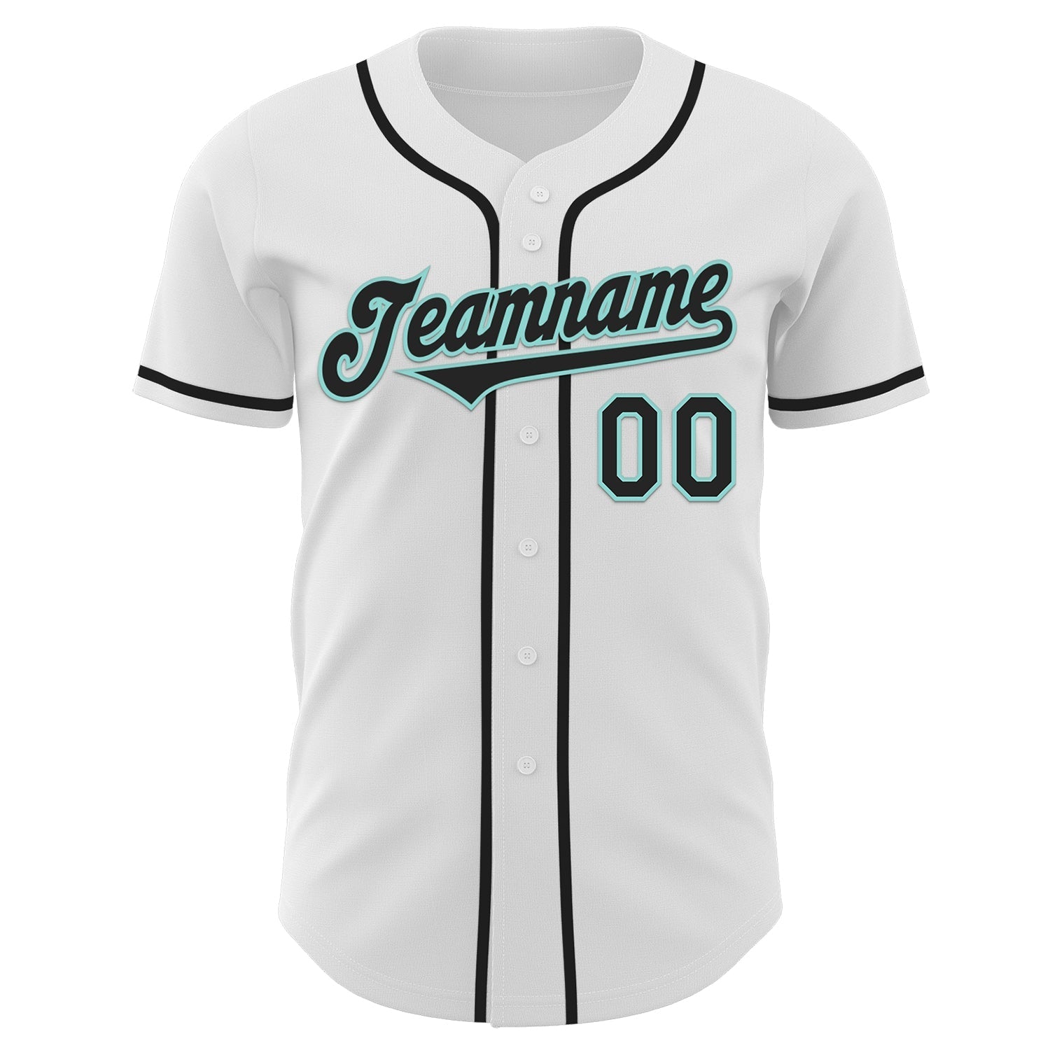 Custom White Black-Ice Blue Authentic Baseball Jersey baseball jersey product view 2