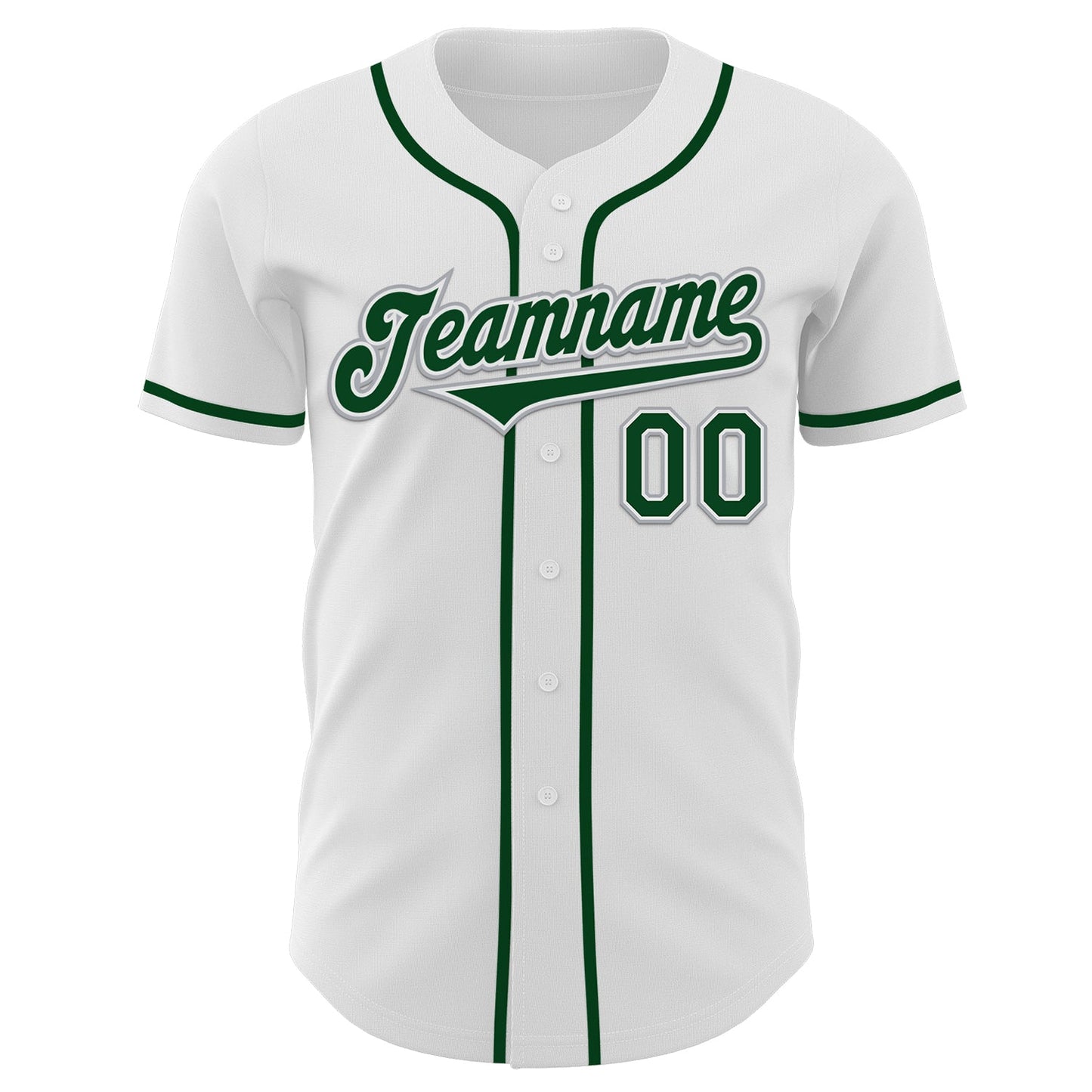 Custom White Green-Gray Authentic Baseball Jersey baseball jersey product view 2
