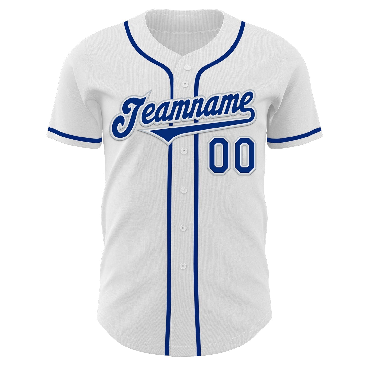 Custom White Royal-Silver Authentic Baseball Jersey baseball jersey product view 2