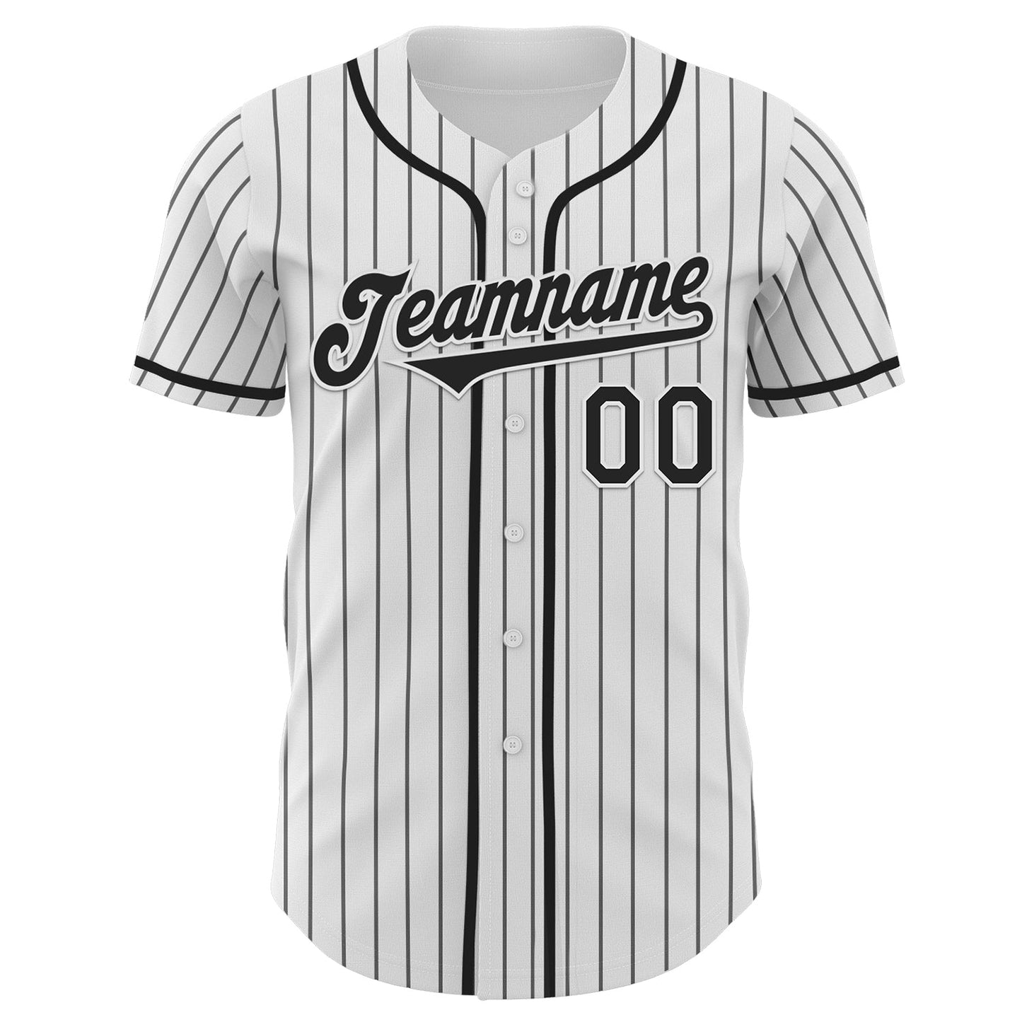 Custom White Black Pinstripe Black Authentic Baseball Jersey baseball jersey product view 2