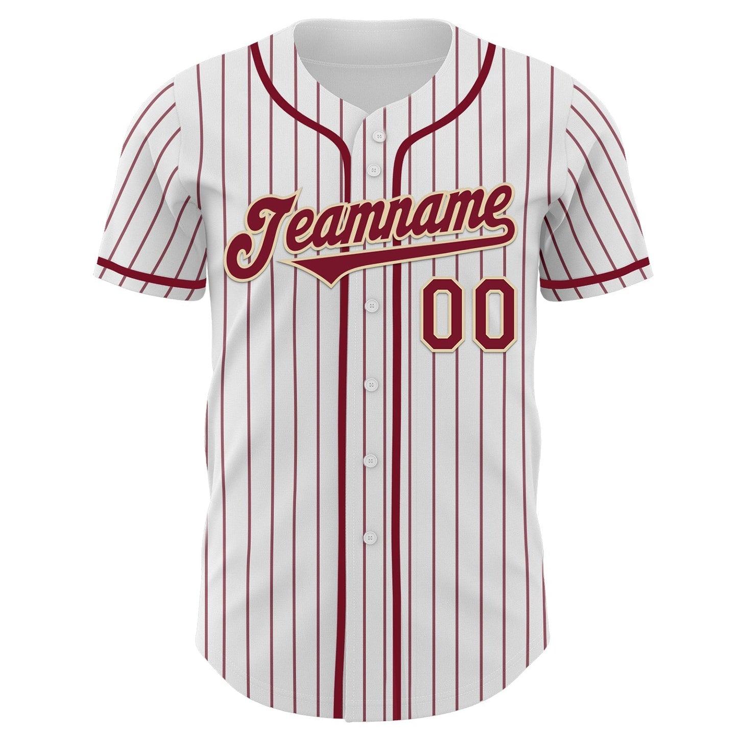 Custom White Crimson Pinstripe Cream Authentic Baseball Jersey baseball jersey product view 2