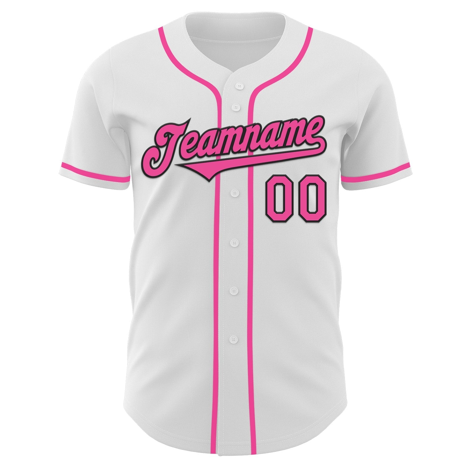 Custom White Pink-Black Authentic Baseball Jersey baseball jersey product view 2