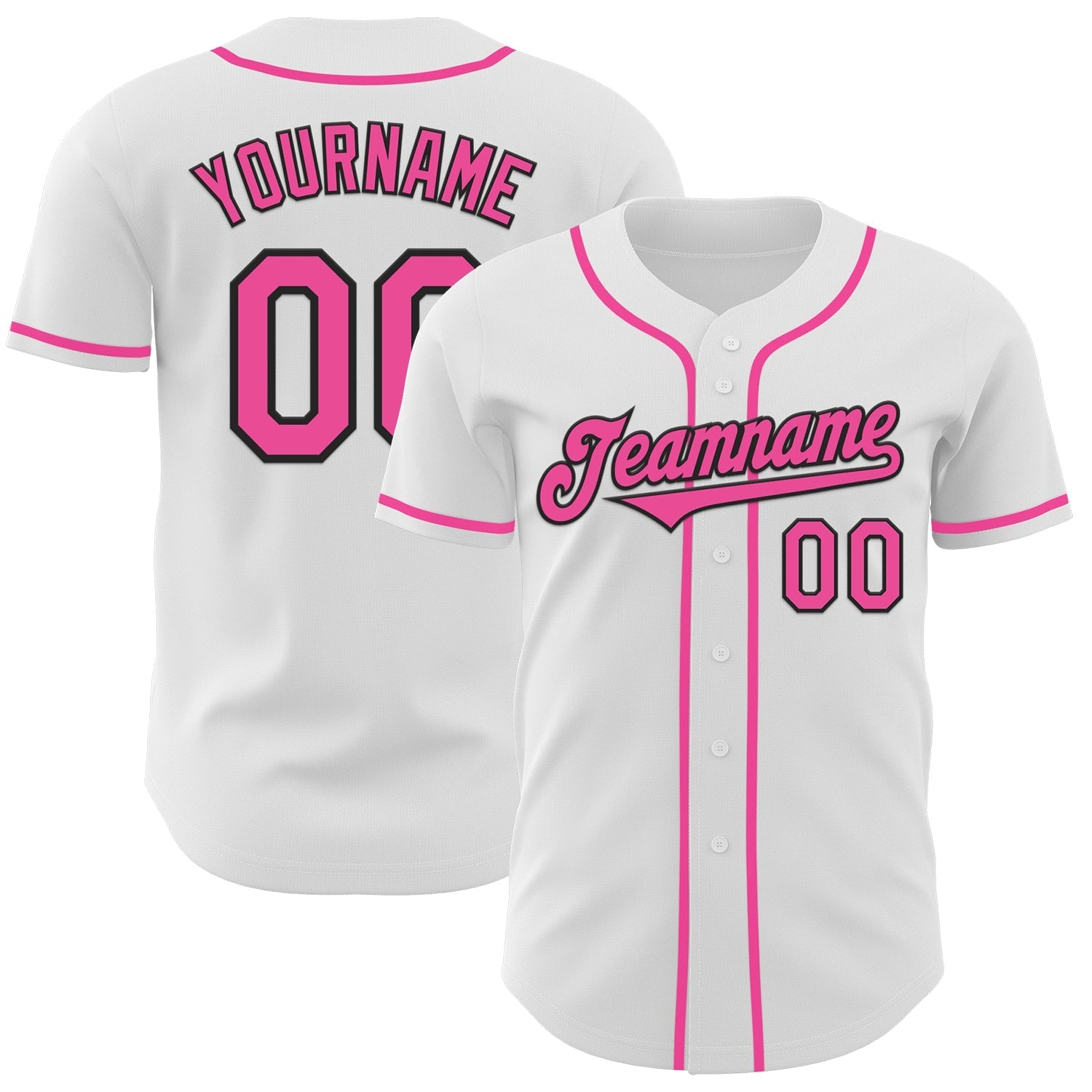 Custom White Pink-Black Authentic Baseball Jersey baseball jersey product view 1
