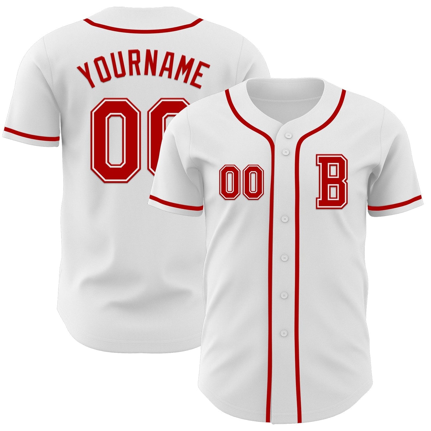 Custom White Red Authentic Baseball Jersey baseball jersey product view 1