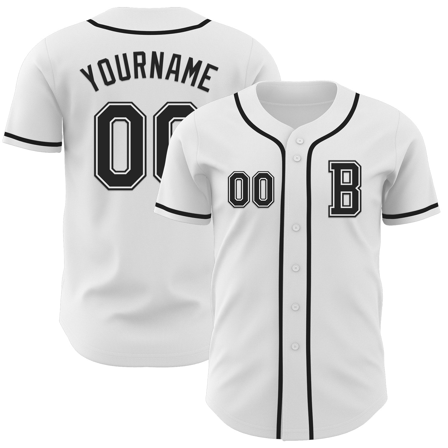 Custom White Black Authentic Baseball Jersey baseball jersey product view 1