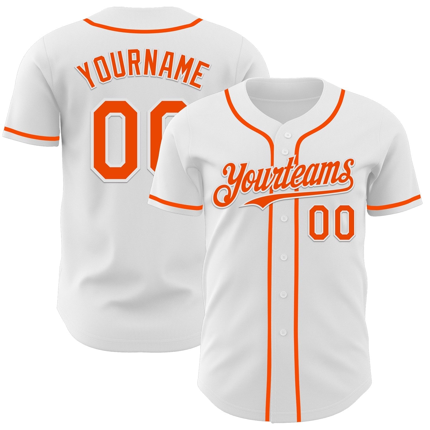 Custom White Orange Authentic Baseball Jersey baseball jersey product view 1