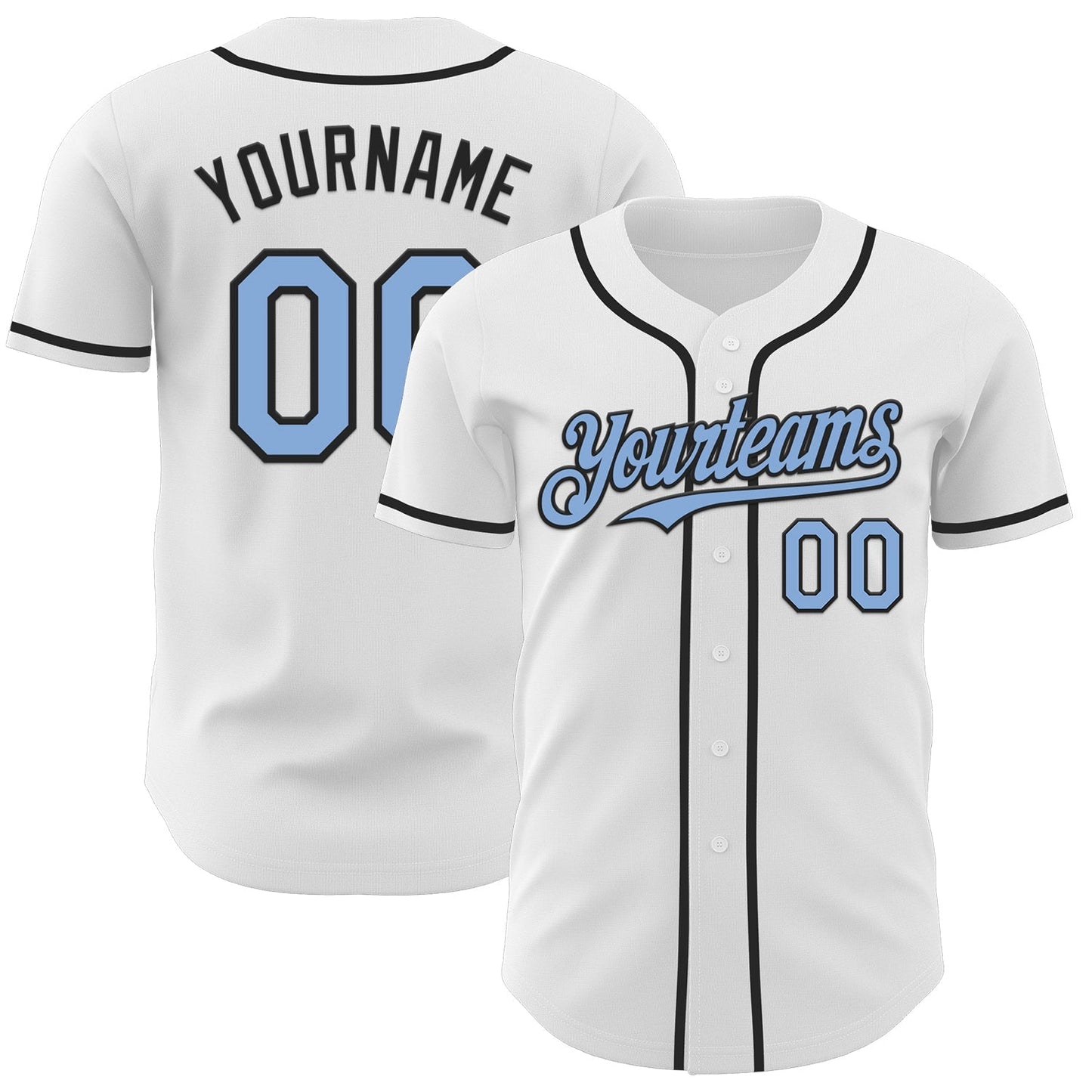 Custom White Light Blue-Black Authentic Baseball Jersey baseball jersey product view 1