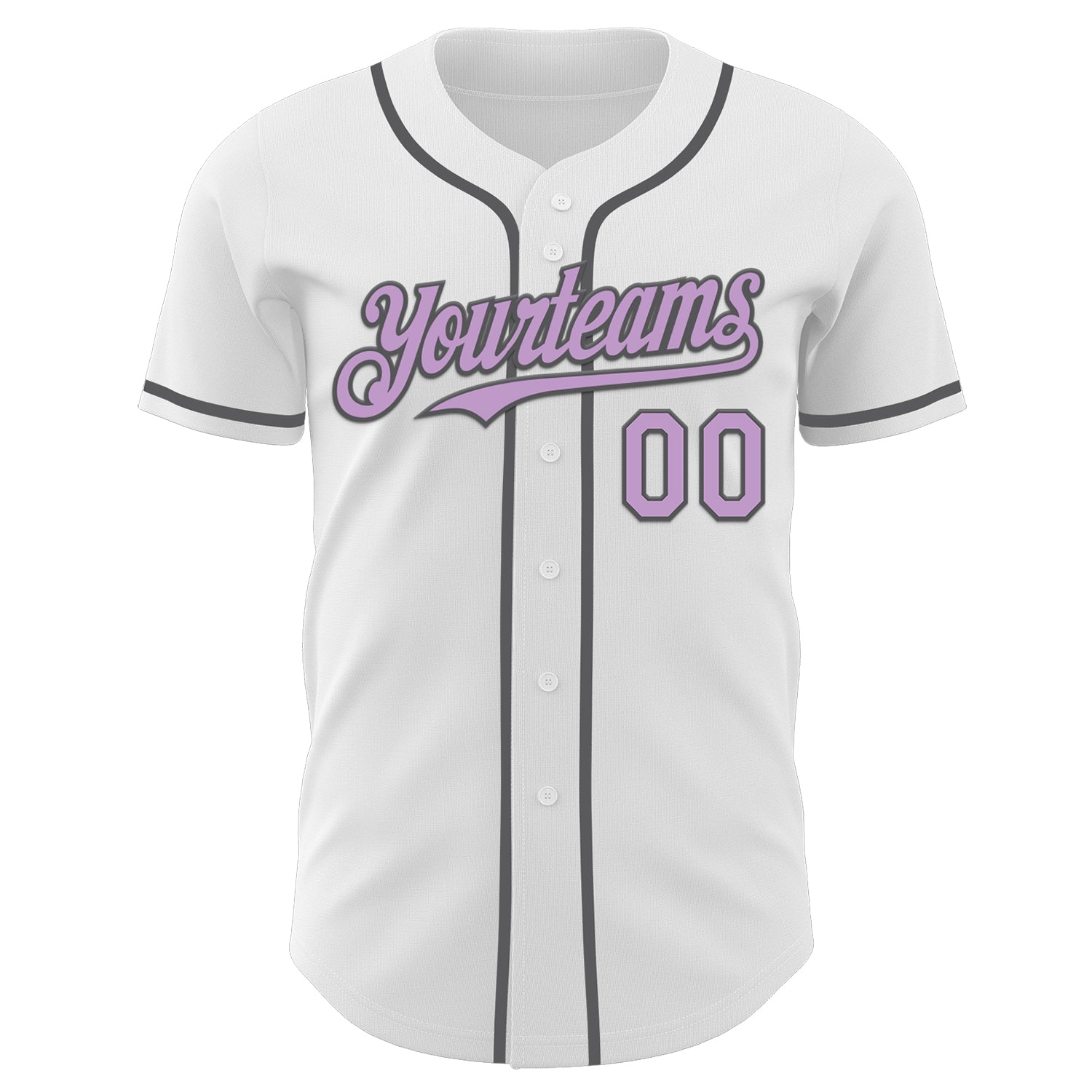 Custom White Light Purple-Steel Gray Authentic Baseball Jersey baseball jersey product view 2